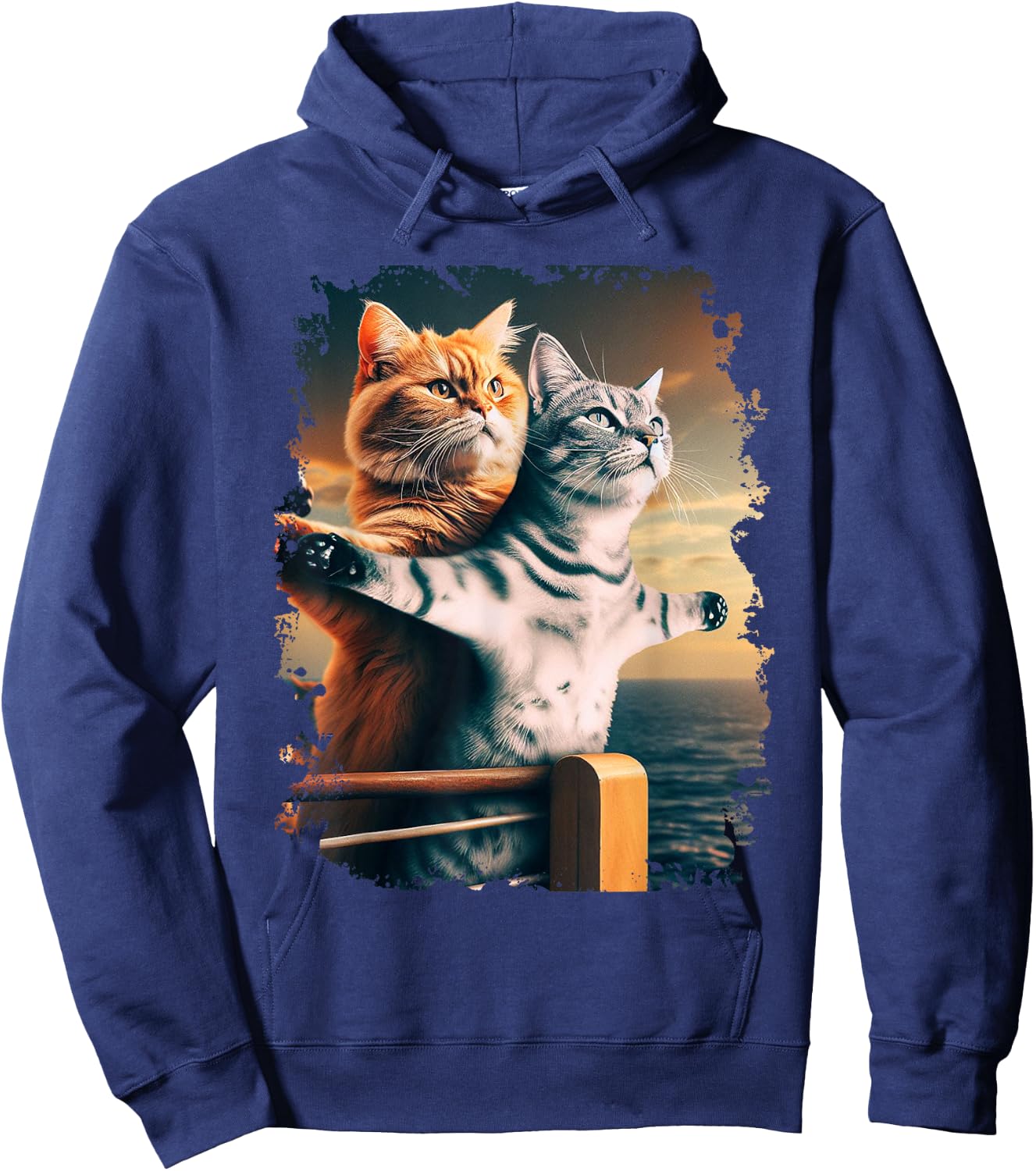 Titanic Meme Shirt for Kids Girls Funny Cat Titanic Hoodie - Hoodie | Navy