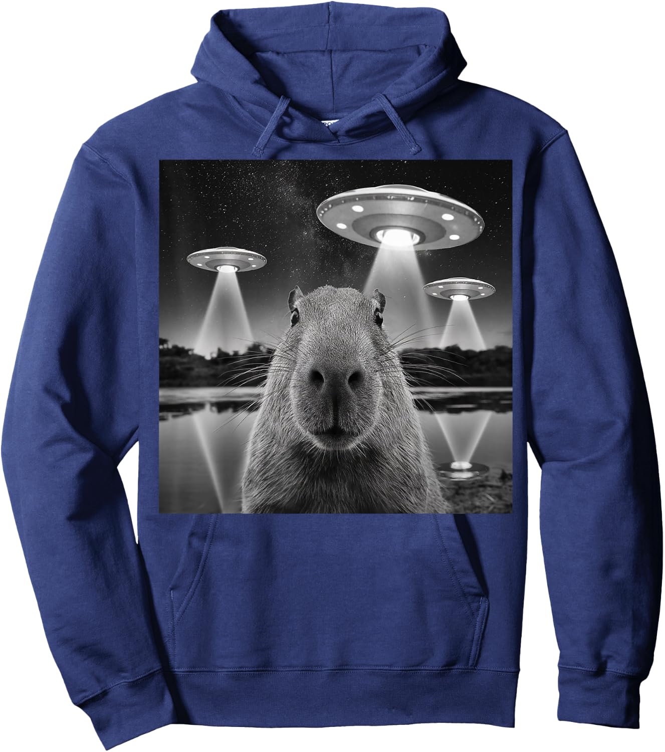Capybara Selfie Alien UFO Gifts Men Women, Kid, Rodent Lover Hoodie - Hoodie | Navy