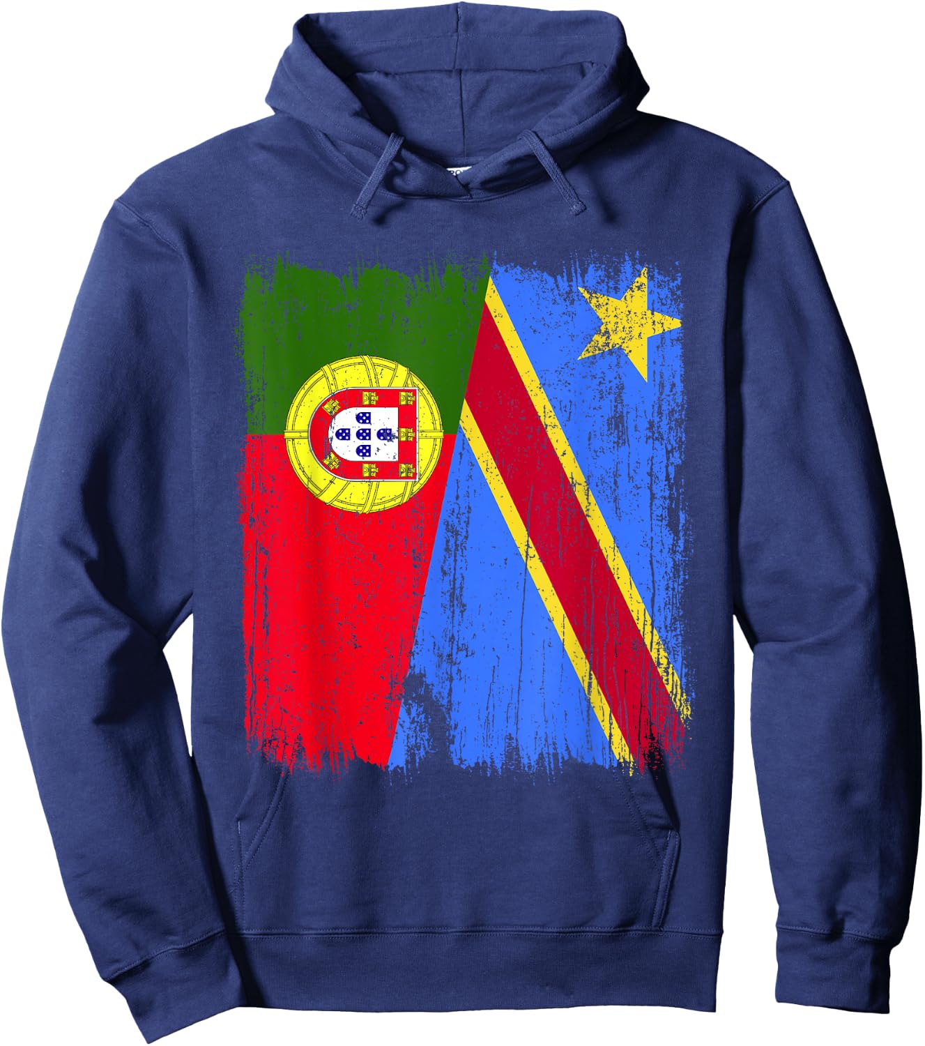 Portugal Congo Half Flag Portuguese Congolese Pride Jersey Hoodie - Hoodie | Navy