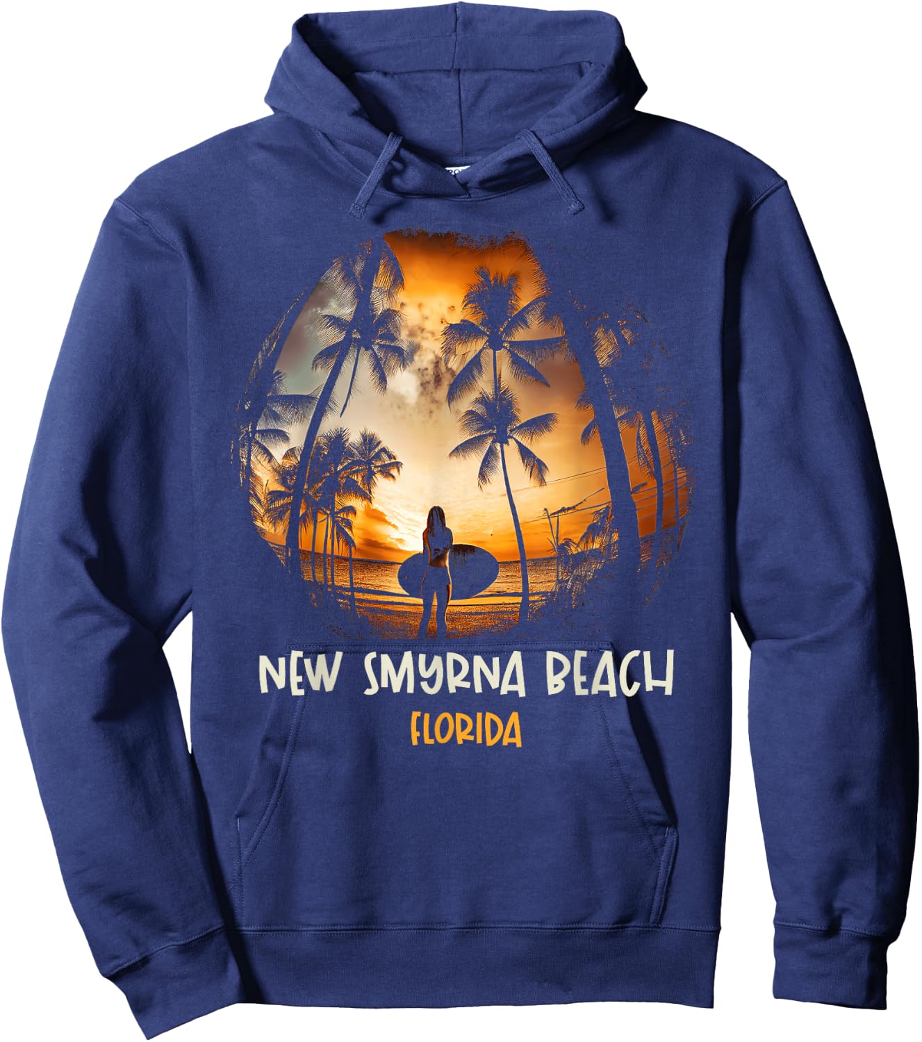New Smyrna Beach Florida Surfing Surfboard Hoodie - Hoodie | Navy