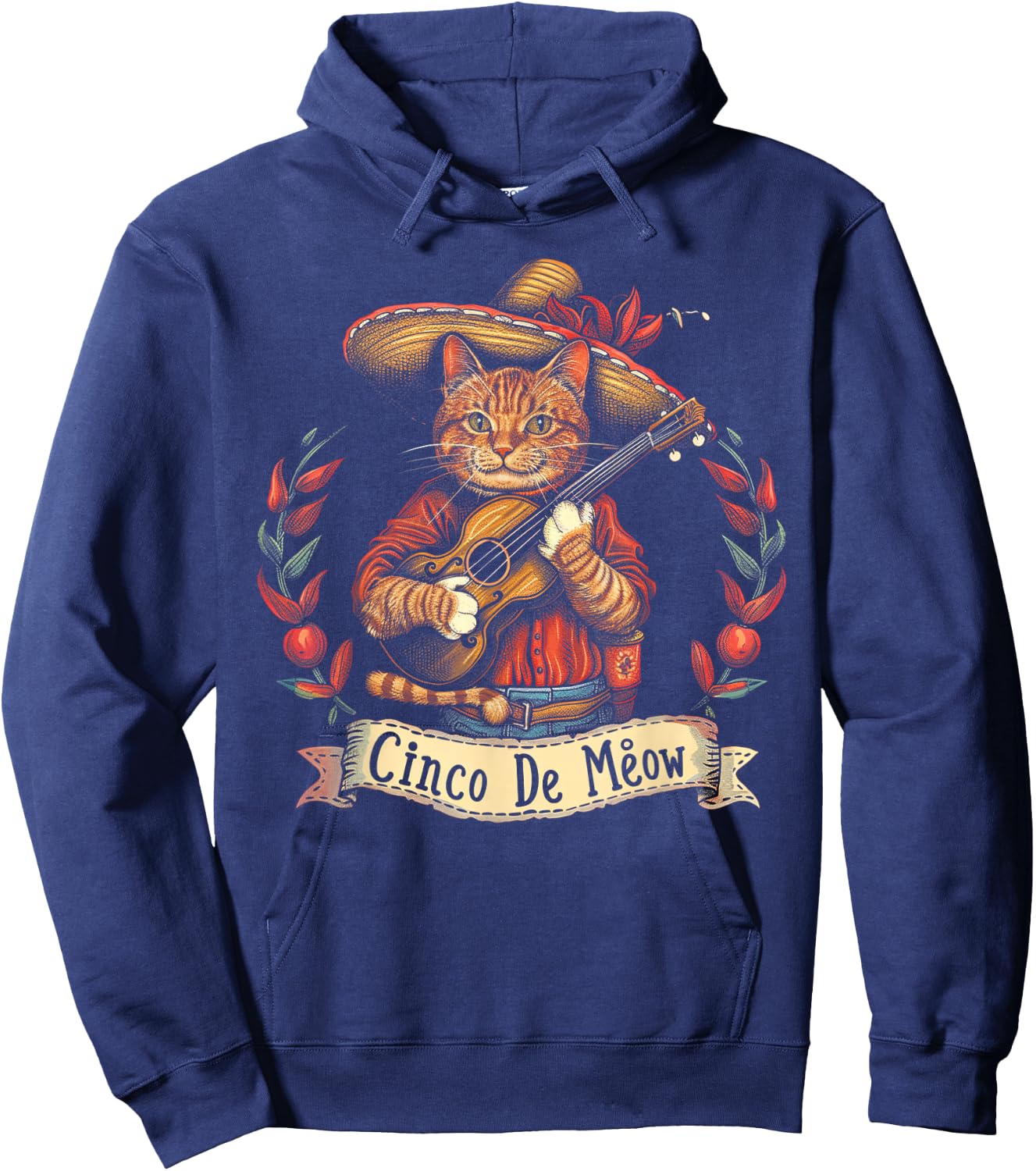 Cat - Cinco De Meow Mayo Mexican Fiesta Hoodie - Hoodie | Navy