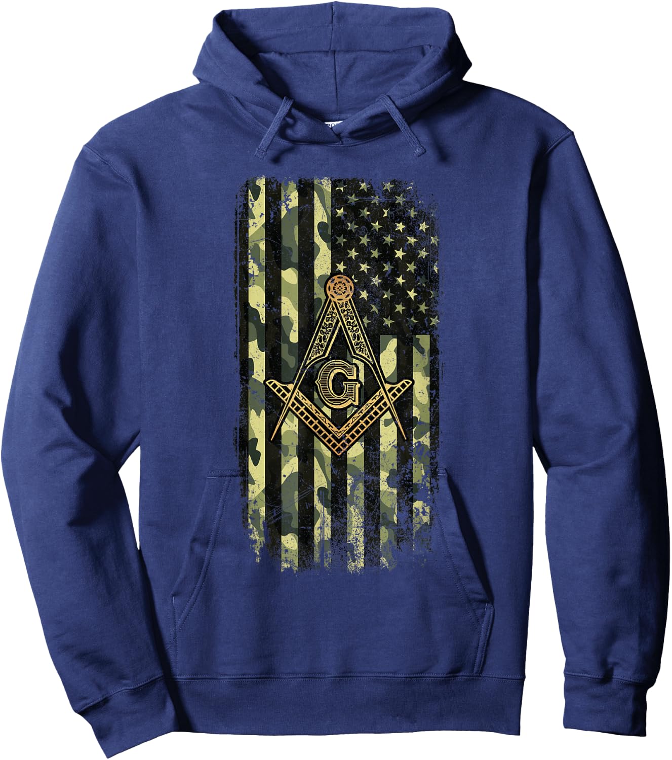 Masonic Camo American Flag - Freemason Hoodie - Hoodie | Navy