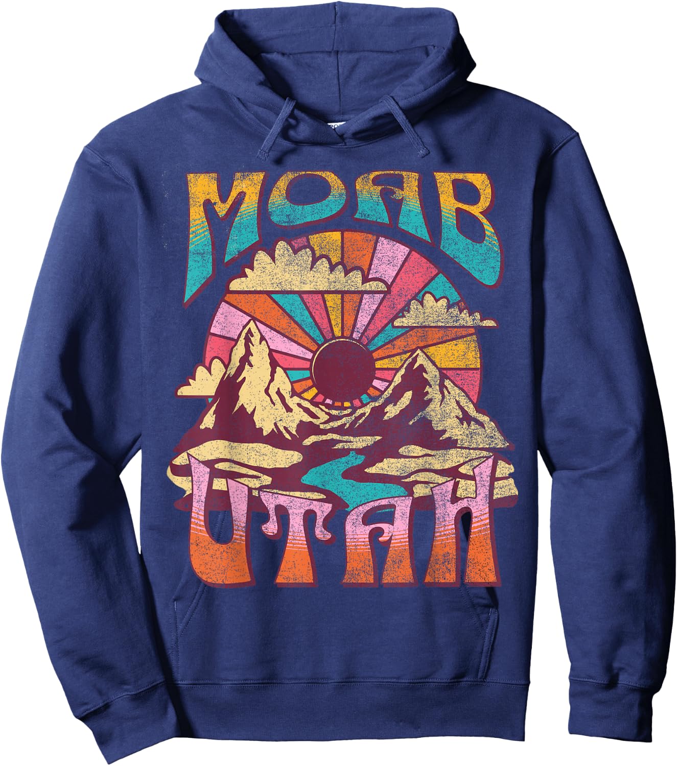 Moab Utah Nature Hiking Mountains Outdoors Vintage Hoodie - Hoodie | Navy