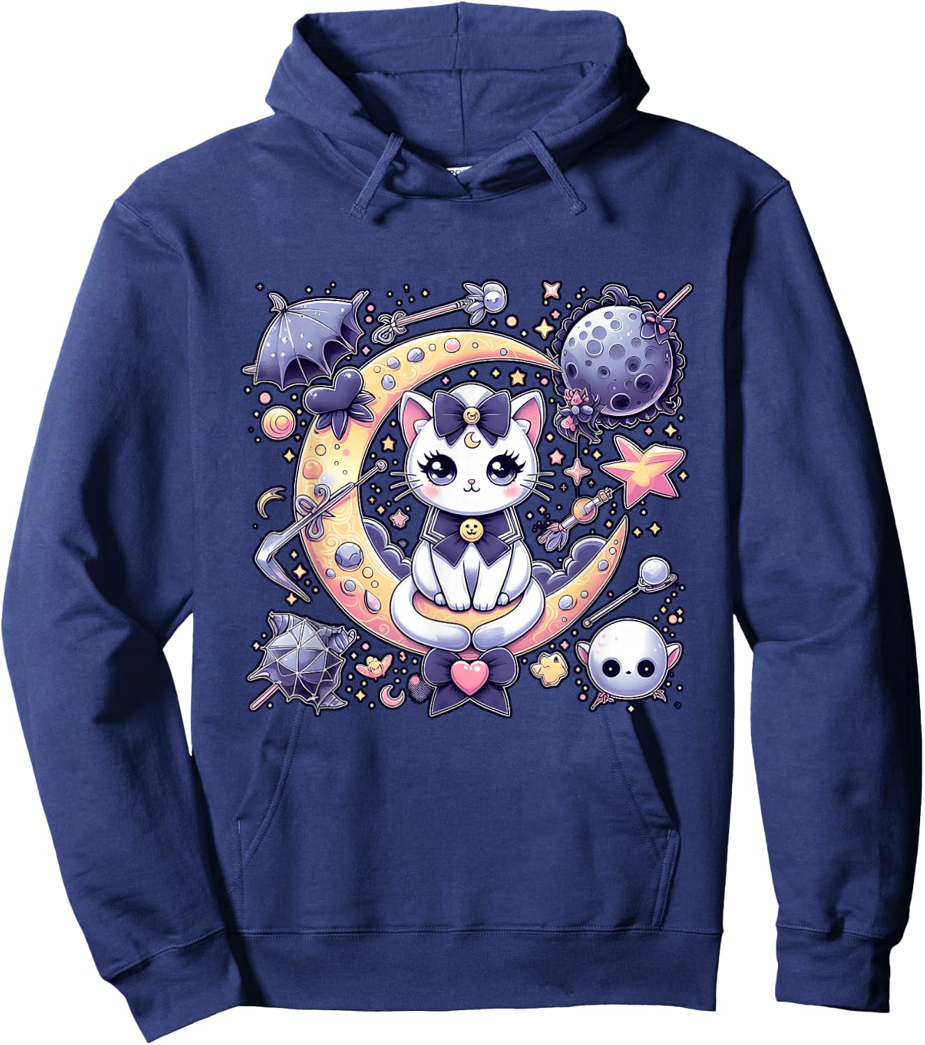 Sailor Meow Cute Moon Cat Space Magic Gothic Halloween Hoodie - Hoodie | Navy