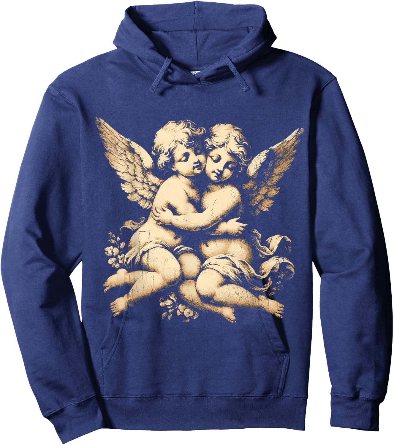 Vintage Cherub Angel - Angelic Art Little Baby Angels Hoodie - Hoodie | Navy