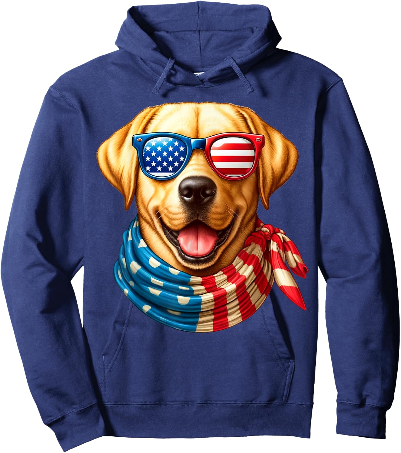 Labrador Retriever Dog American Flag Patriotic 4th of July Hoodie - Hoodie | Navy