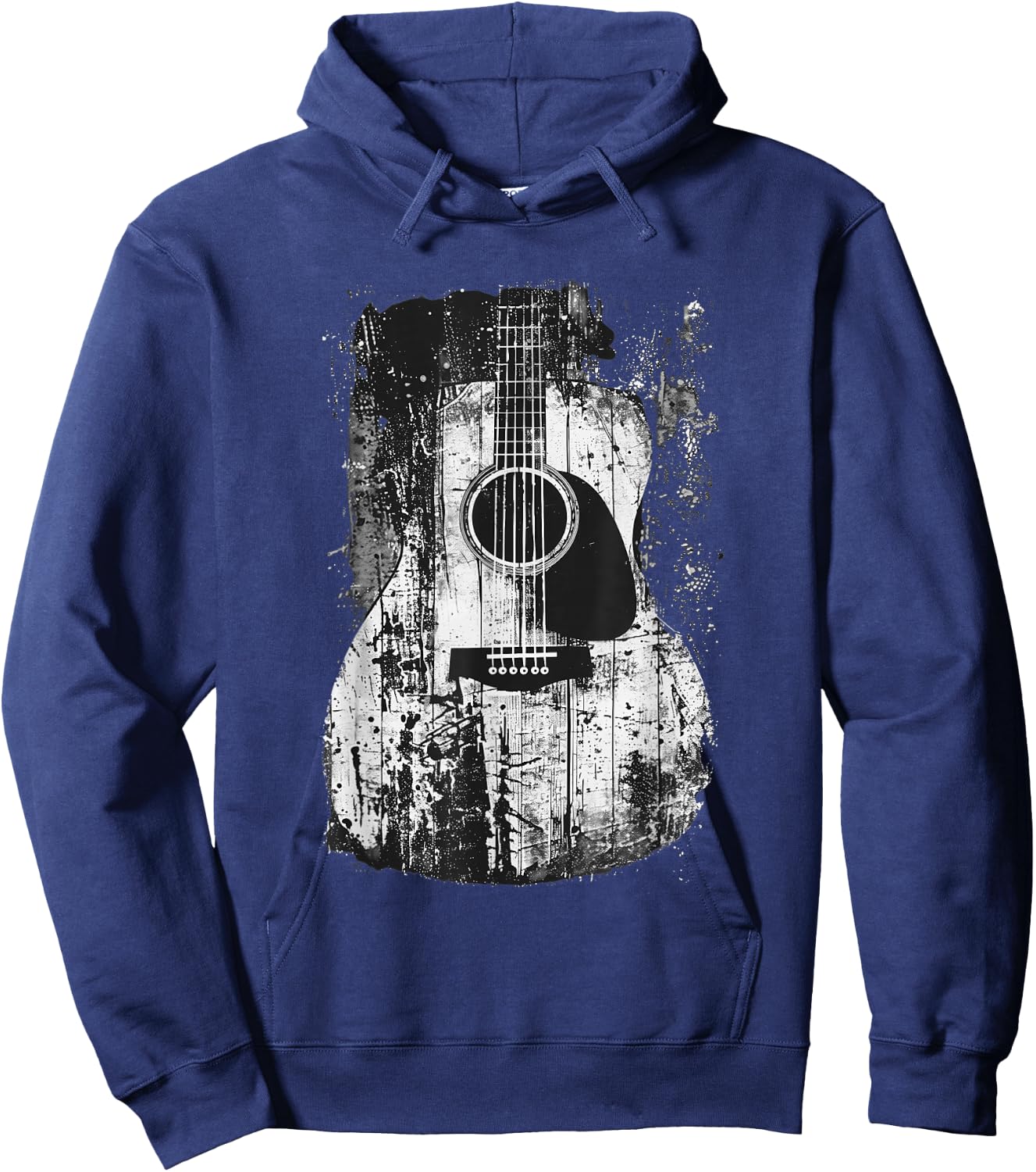 Acoustic Guitar, Vintage, Distressed, Rock & Roll Music. Hoodie - Hoodie | Navy
