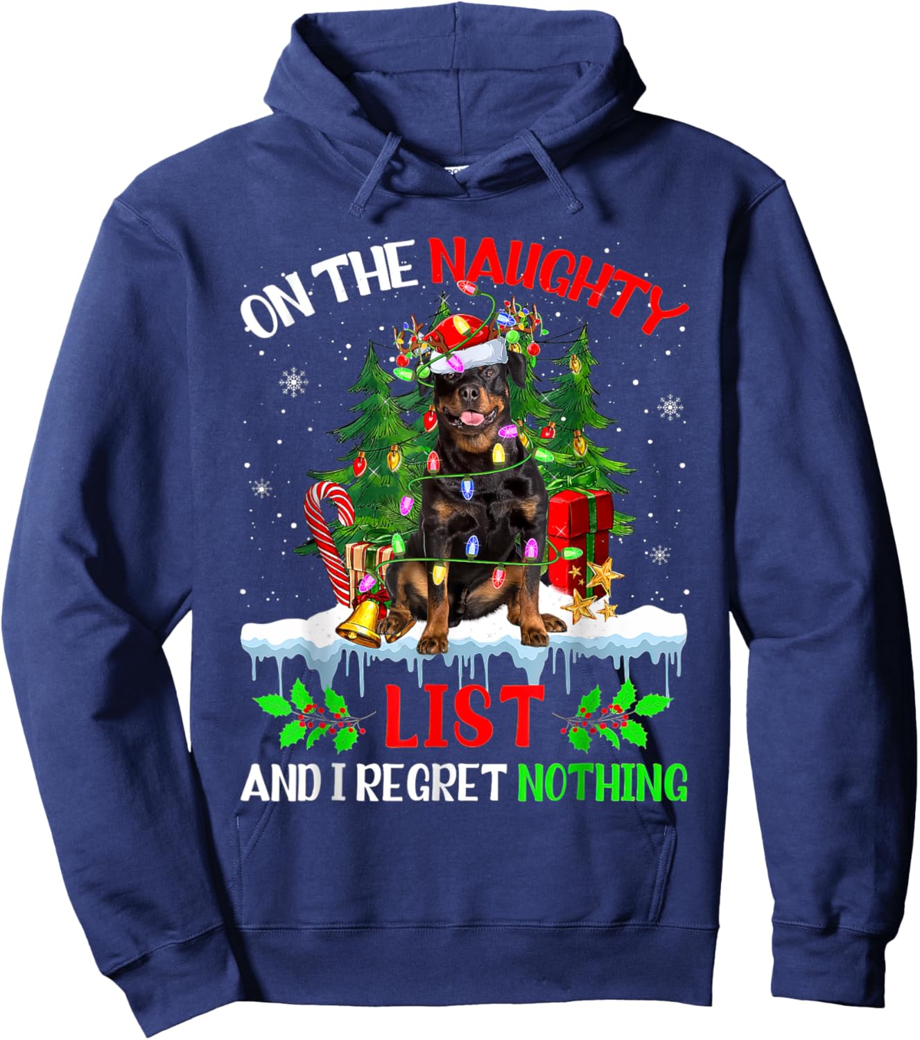 Adults Black Small Modern Cartoon Holiday Graphic Lightweight Pull On 1 Count Hoodie - Hoodie | Navy