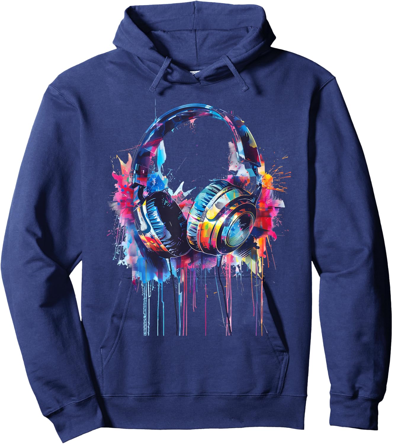 Headphones Music DJ Beatmaker Techno Splash House Music EDM Hoodie - Hoodie | Navy