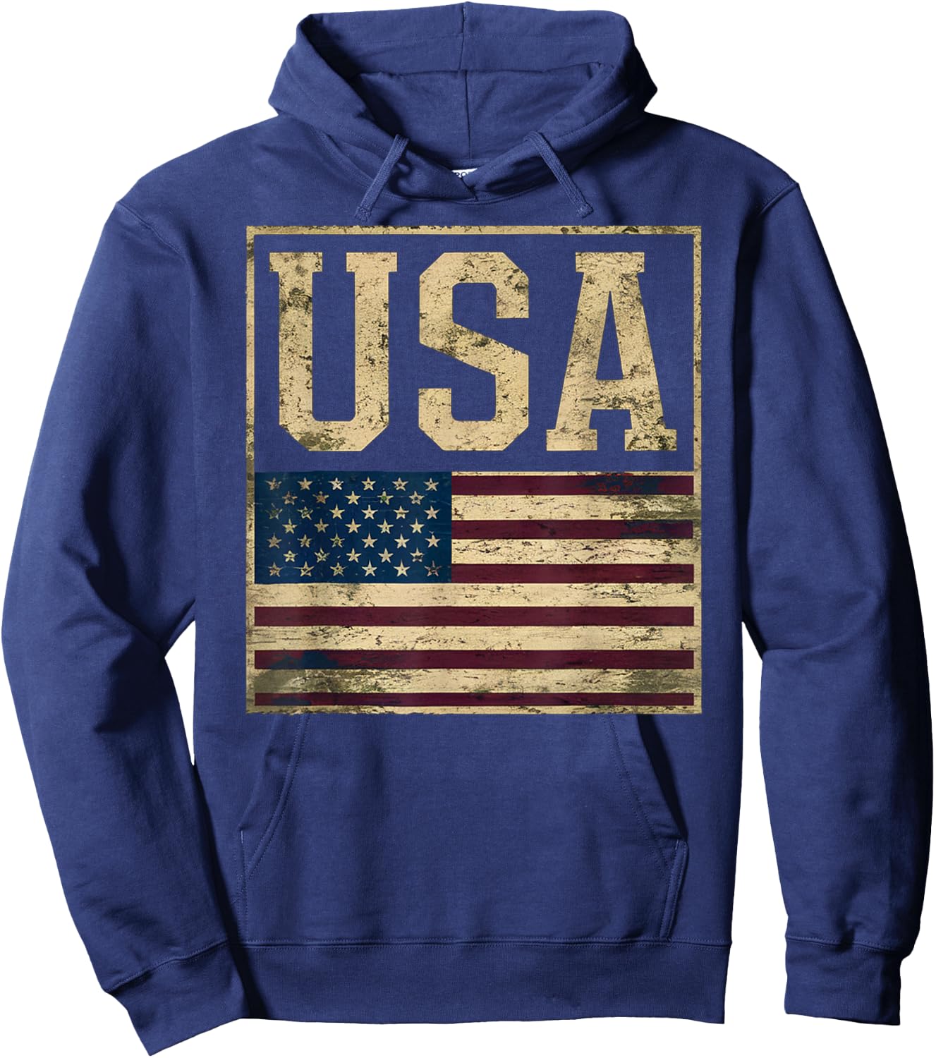 USA American Flag Vintage Patriotic Pride Design Hoodie - Hoodie | Navy