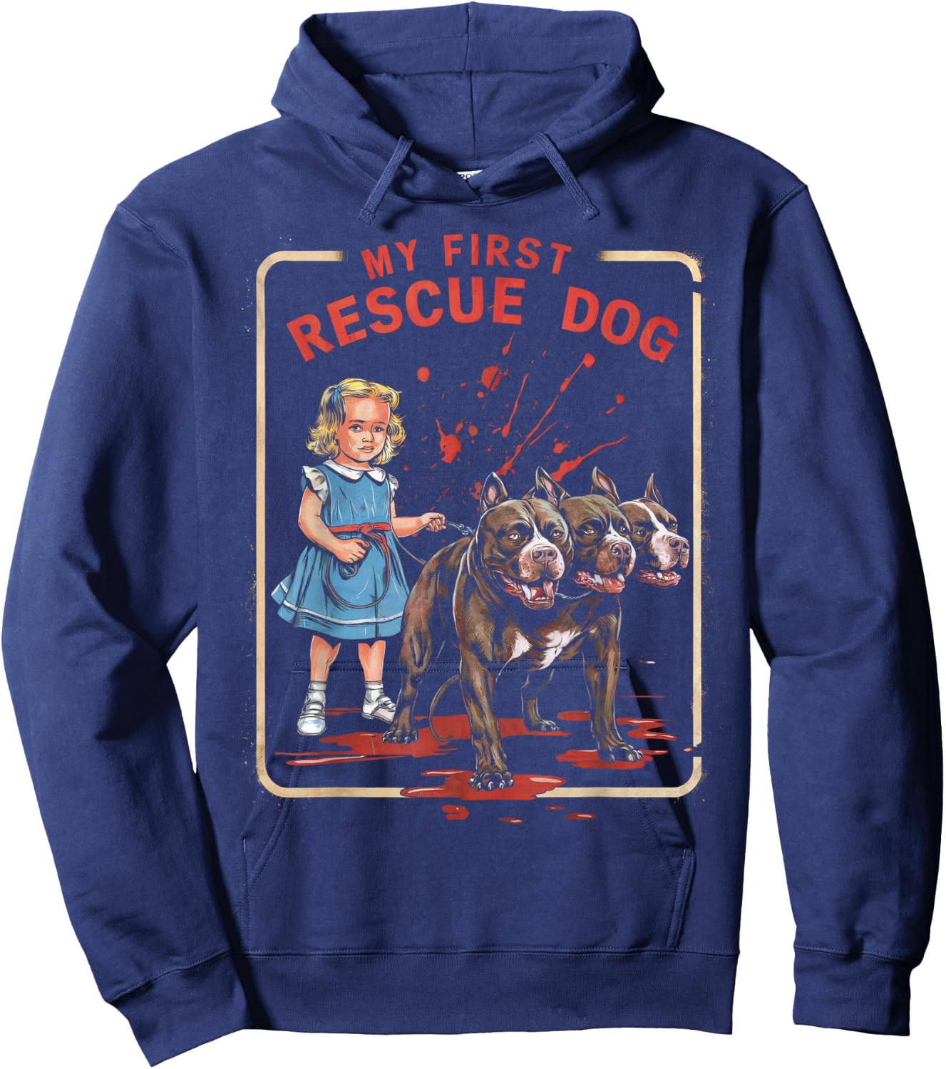 Vintage Horror Movie Lover Retro Halloween Shirt Rescue Dog Hoodie - Hoodie | Navy