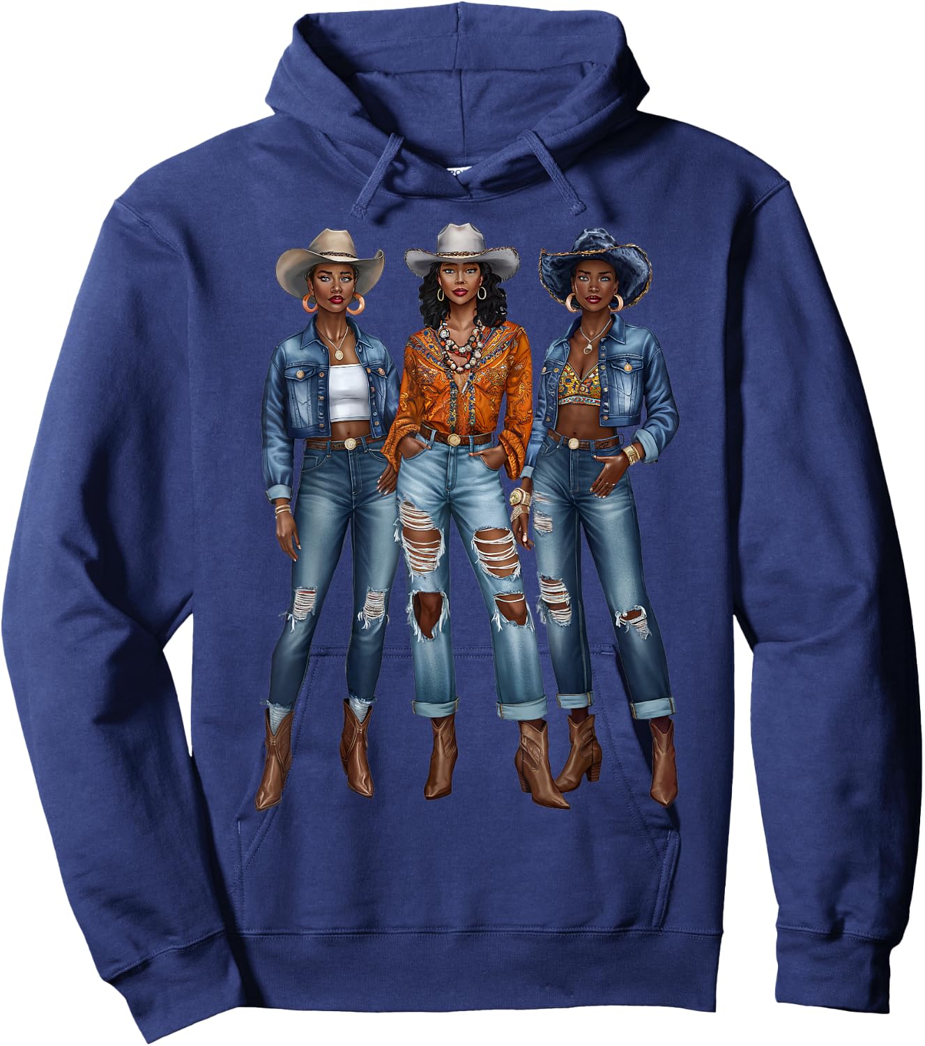 Black Cowgirl Vibes Melanin Black History Texas Hoodie - Hoodie | Navy