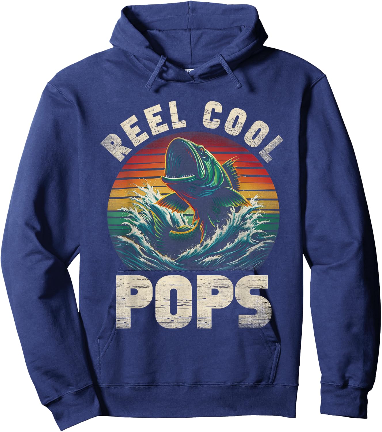 Reel Cool Pops Fishing Pops Pop Father's Day Fisherman Fish Hoodie - Hoodie | Navy