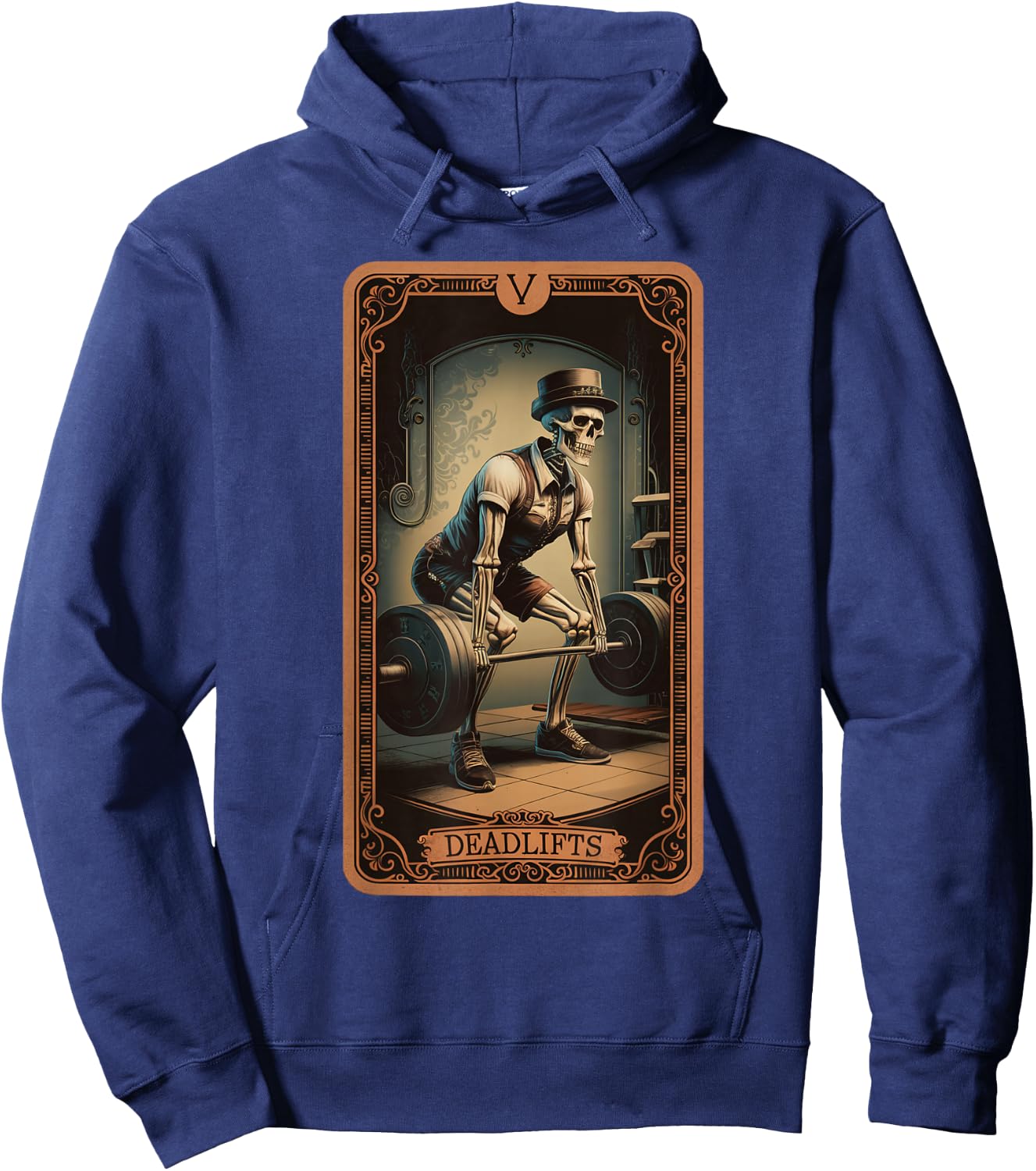 Tarot Card Skeleton Deadlifts Powerlifting Weightlifting Gym Hoodie - Hoodie | Navy