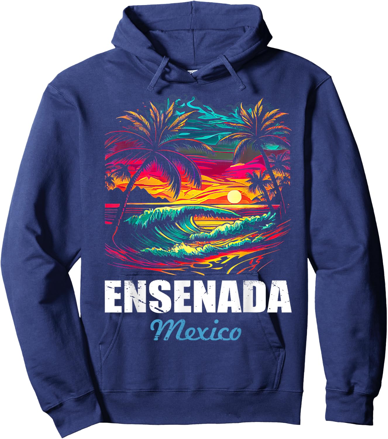 Retro Ensenada Mexico Sunset Vintage Vacation Souvenir Hoodie - Hoodie | Navy