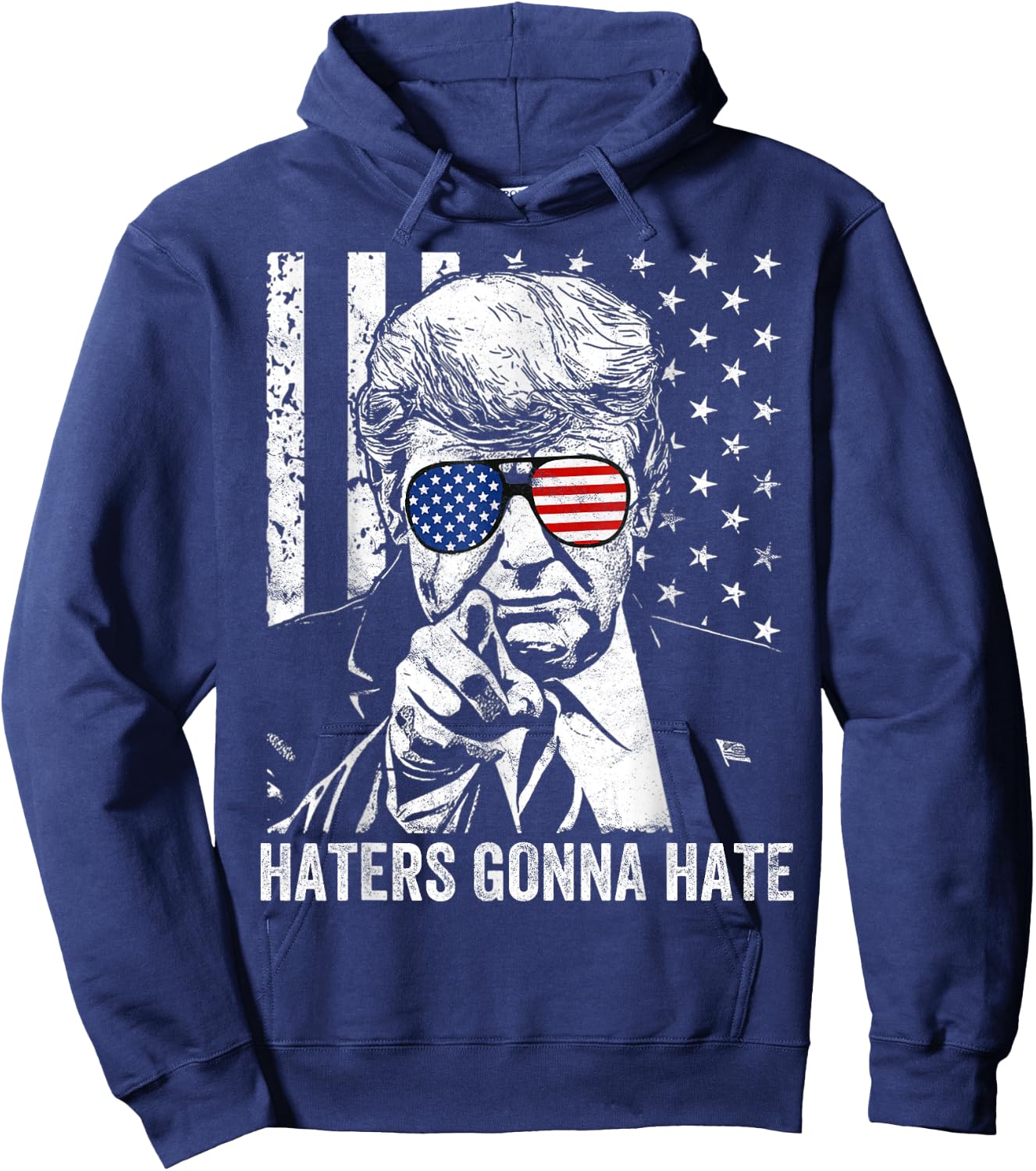 Amazing Patriot -Adults Funny Haters Gonna Hate President Donald Trump Middle Finger - Black, Small Hoodie - Hoodie | Navy