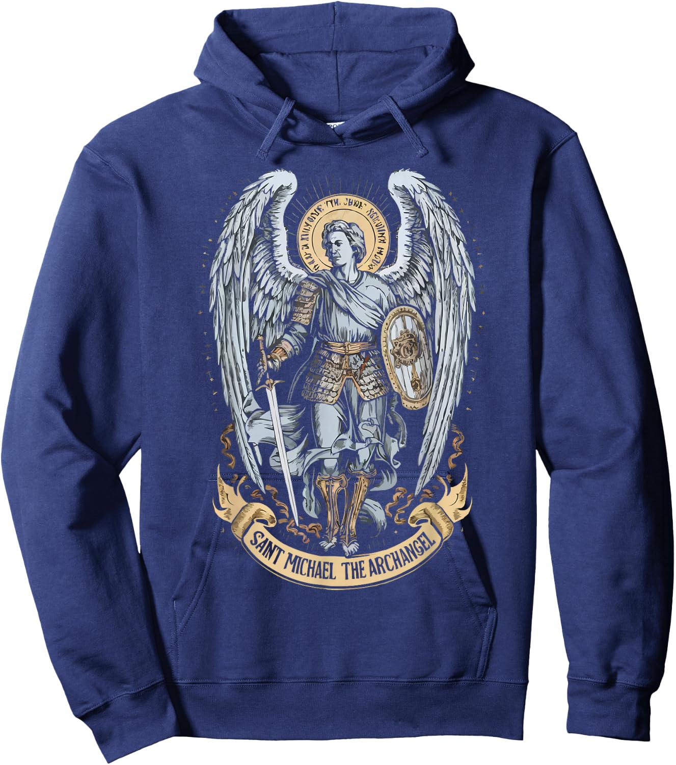 Archangel Catholic Religion Christianity Guardian Angel Hoodie - Hoodie | Navy