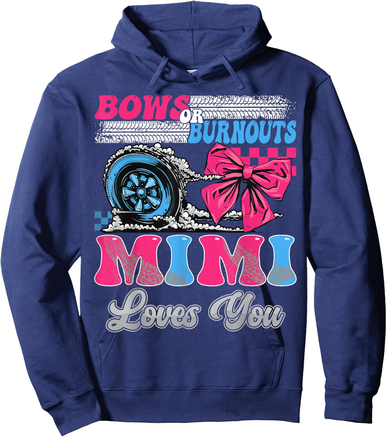 Burnouts or Bows Mimi Loves You Gender Reveal Party Hoodie - Hoodie | Navy