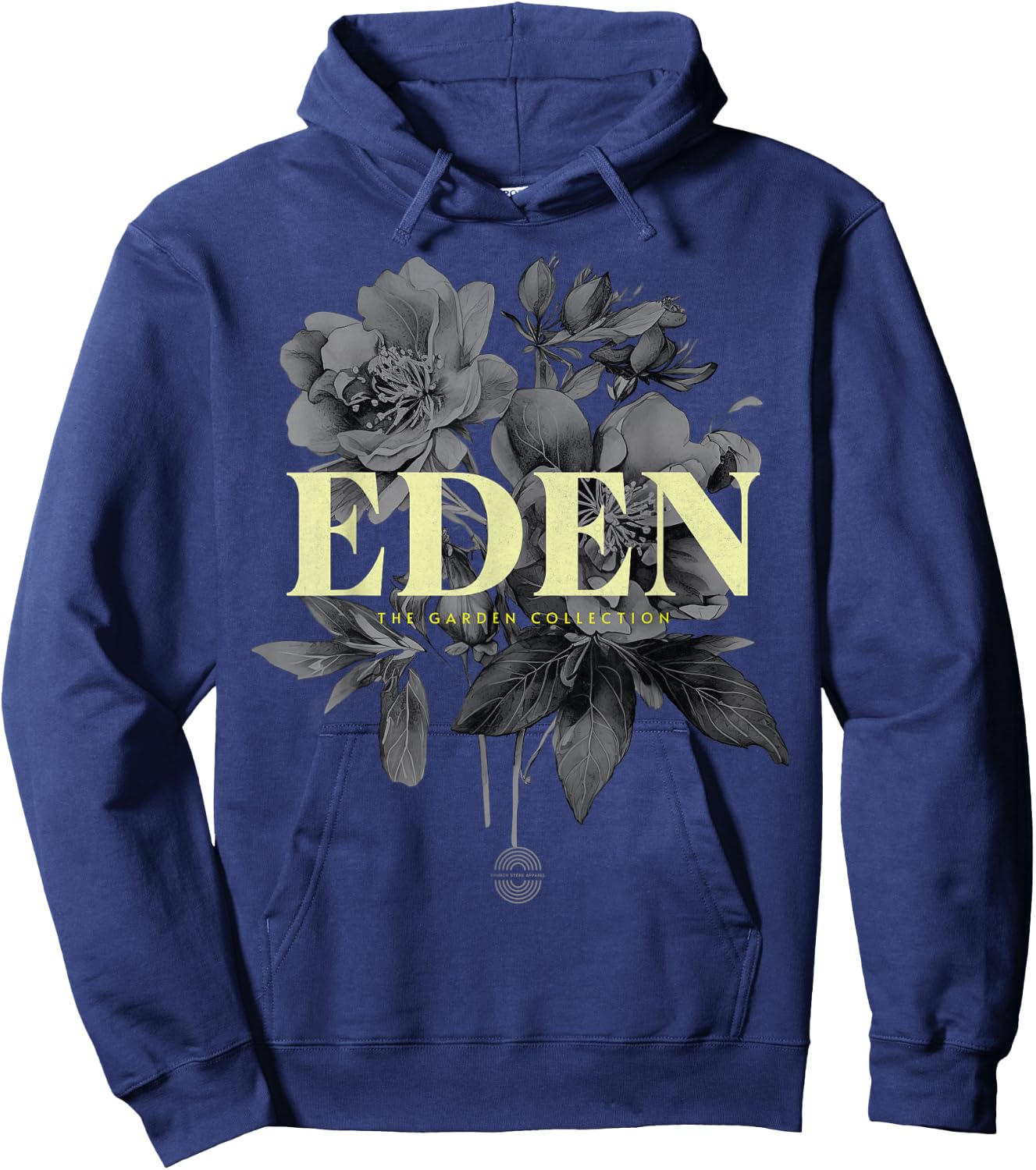 The Garden Of Eden, The Biblical Garden Collection, Floral Hoodie - Hoodie | Navy