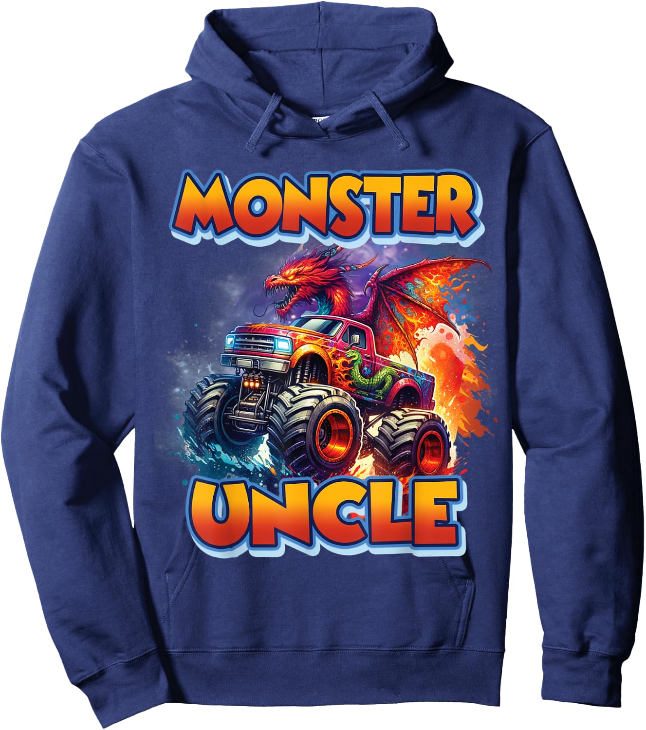 Monster Uncle Birthday Boy Monster Truck Car Family Matching Hoodie - Hoodie | Navy