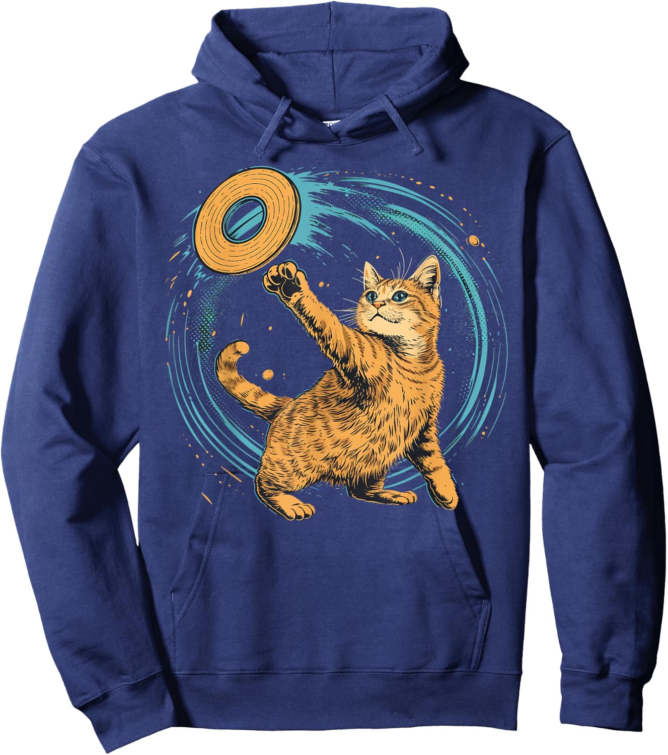 Disc Golfer Cat on Disc Golf Women Kids Hoodie - Hoodie | Navy