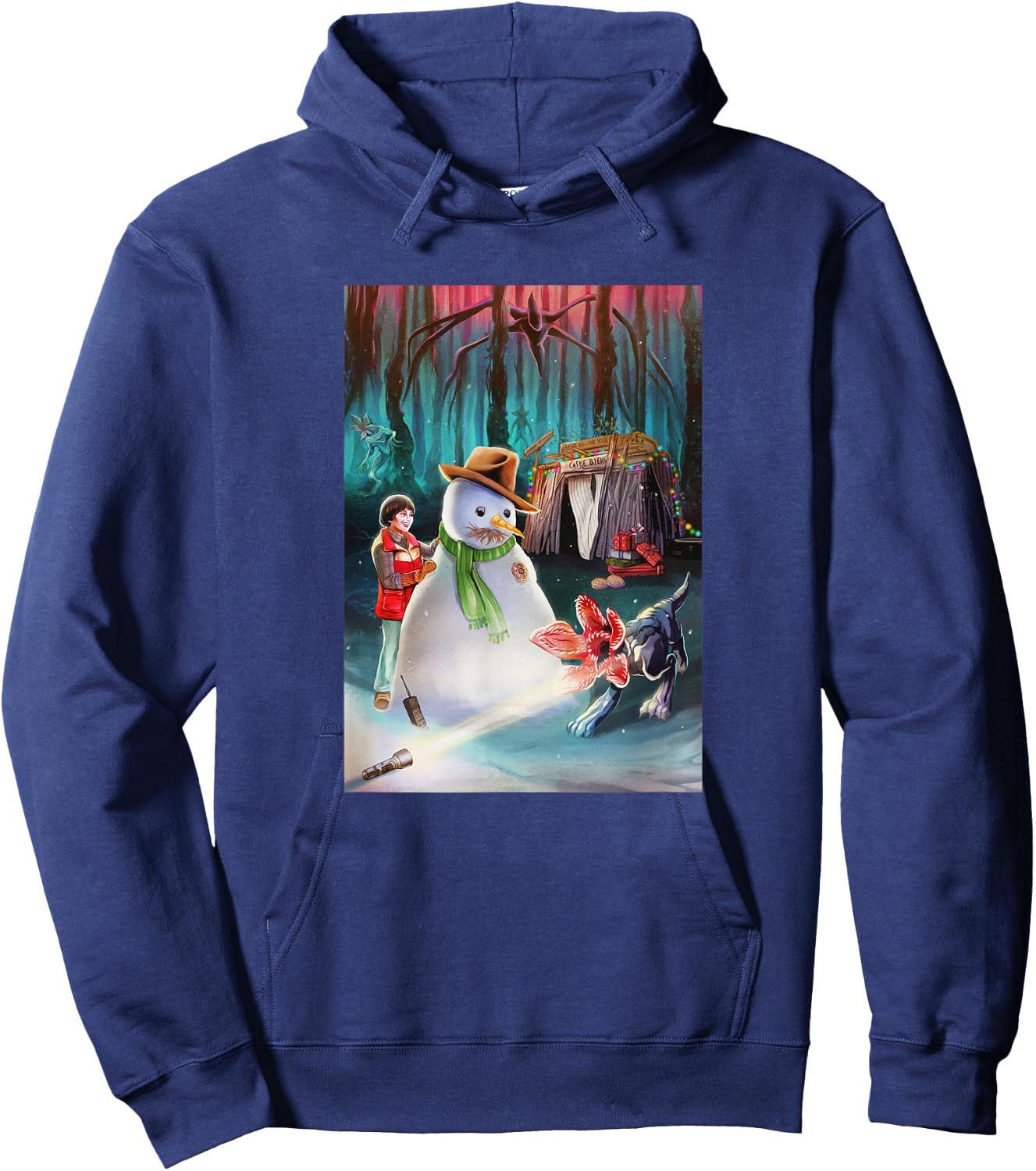 Stranger Things Christmas Upside down Castle Byers Poster Hoodie - Hoodie | Navy