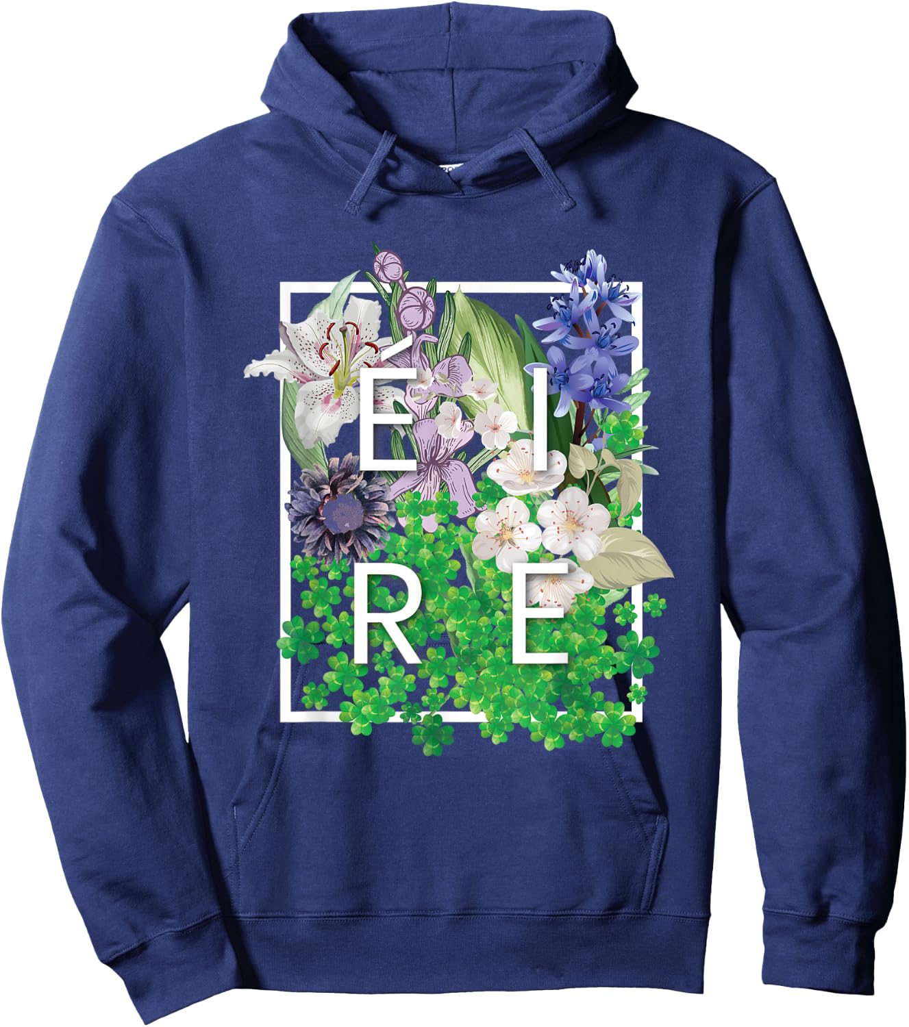 Flowers of Ireland Word Art - Irish Pride Hoodie - Hoodie | Navy