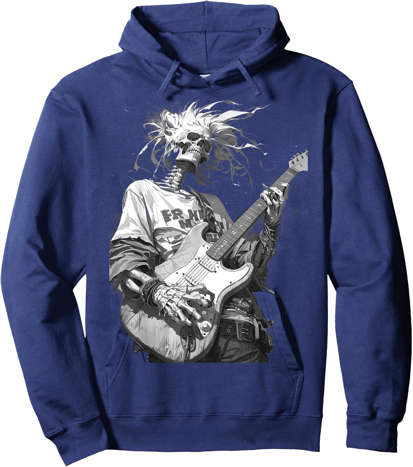 Skeleton playing guitar ,Rock Star Shredding Guitar Hoodie - Hoodie | Navy