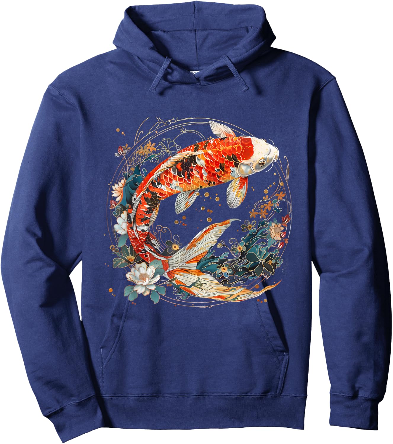 Koi Fish Lotus Japanese Pond Lover Japanese Koi Carp Fish Hoodie - Hoodie | Navy