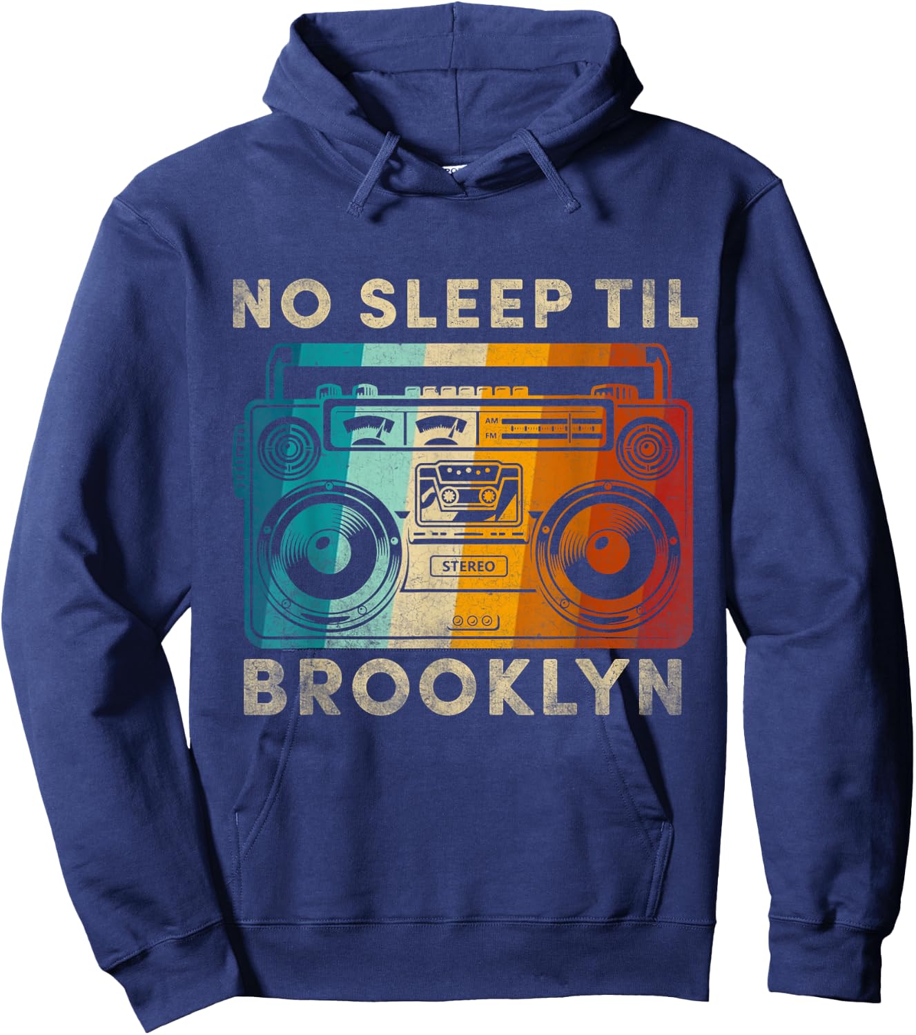 Cool Retro No Sleep Til Brooklyn, Old School Portable Stereo Hoodie - Hoodie | Navy