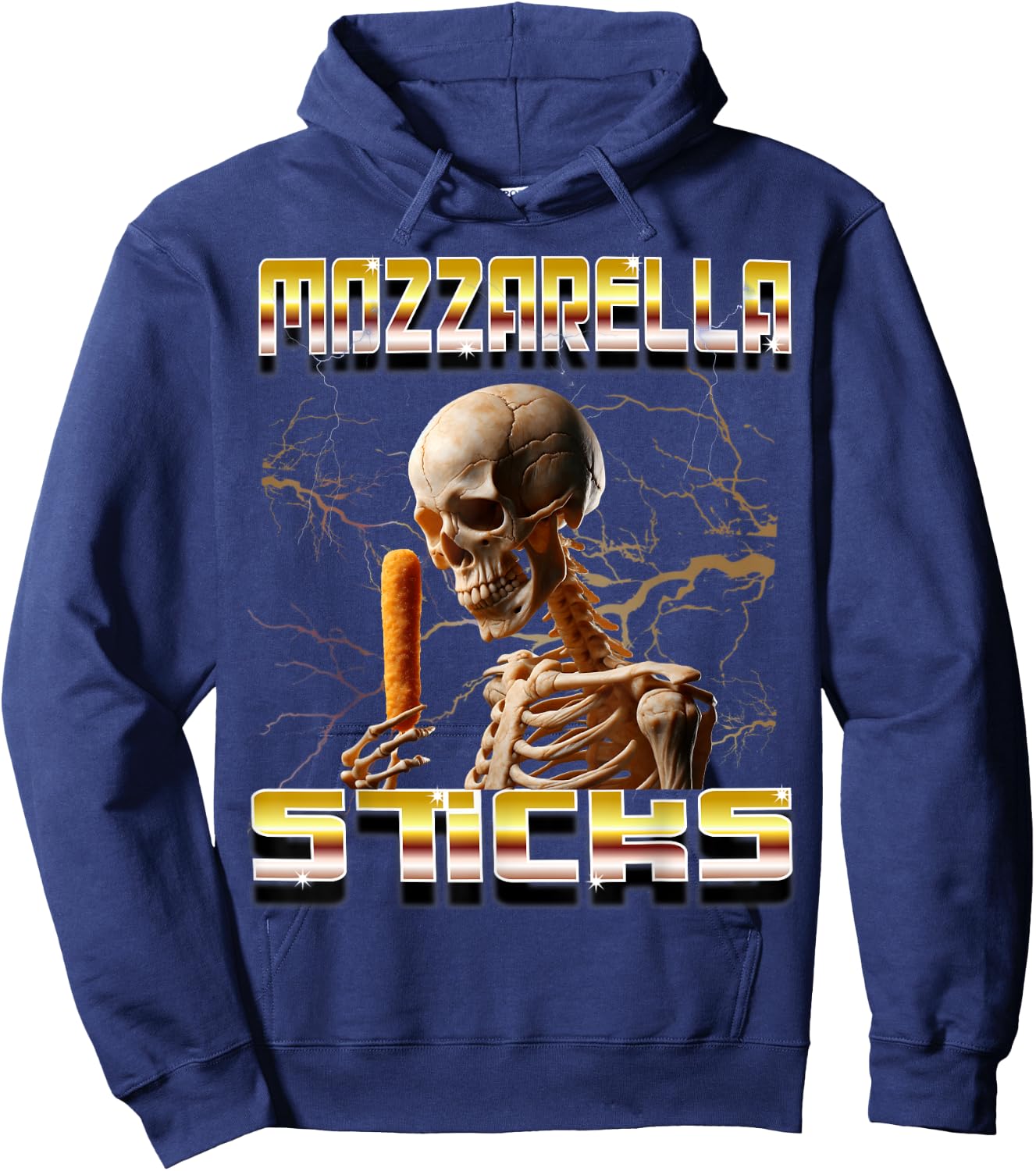Mozzarella Sticks Bootleg Rap CDs Style Funny Meme Skeleton Hoodie - Hoodie | Navy