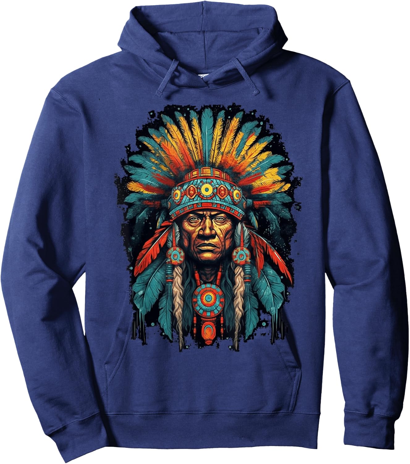 Native American Indian Headdress Traditional Art Men Women Hoodie - Hoodie | Navy