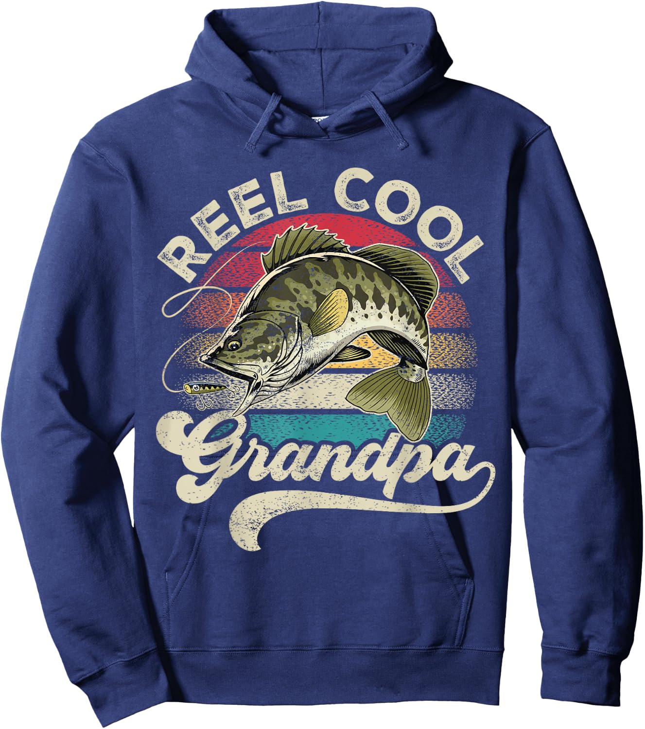 Reel Cool Grandpa Fishing Vintage Retro Father's Day Men Dad Hoodie - Hoodie | Navy