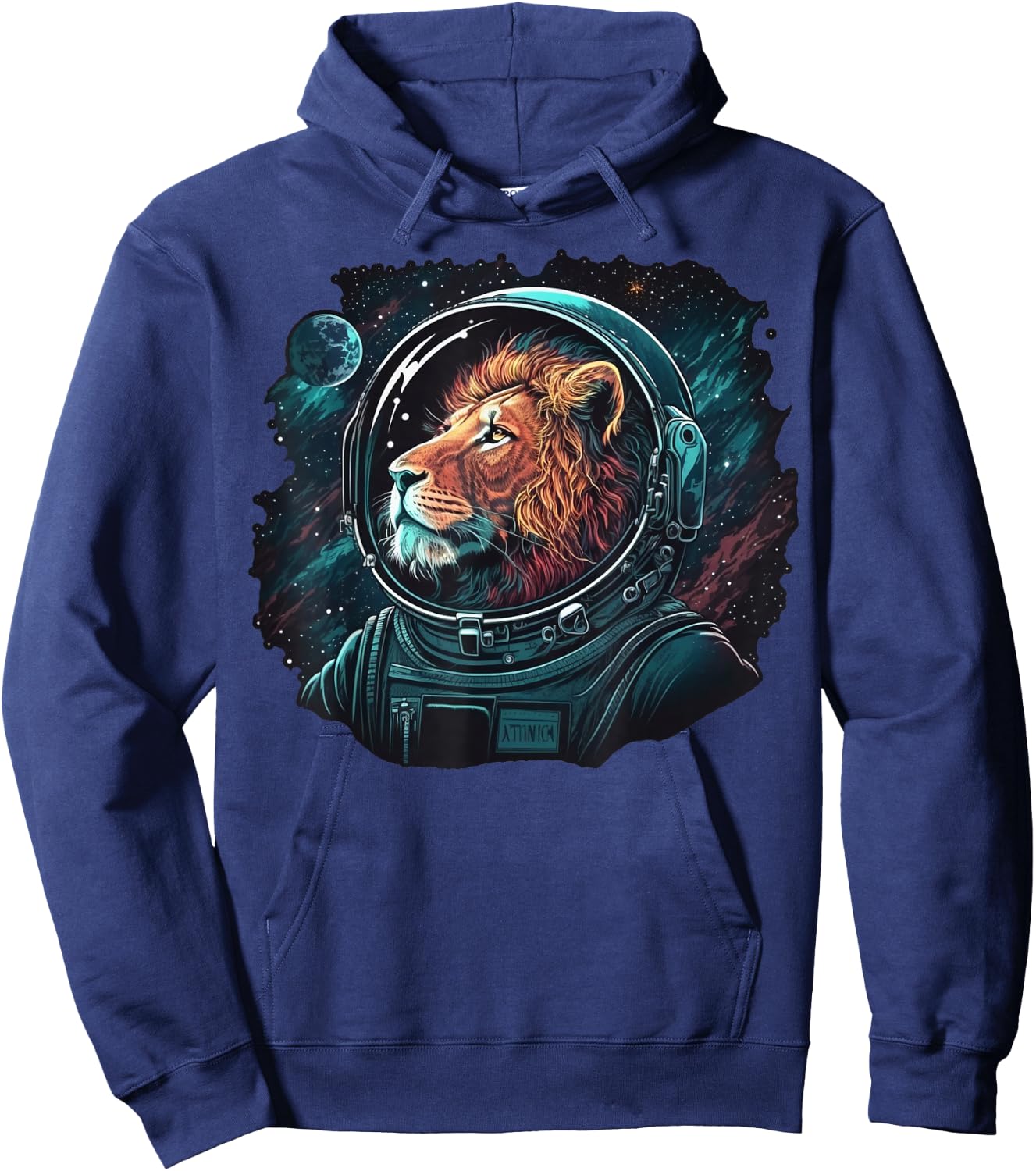 Outer Space Lion on Galaxy Astronaut Lion Hoodie - Hoodie | Navy