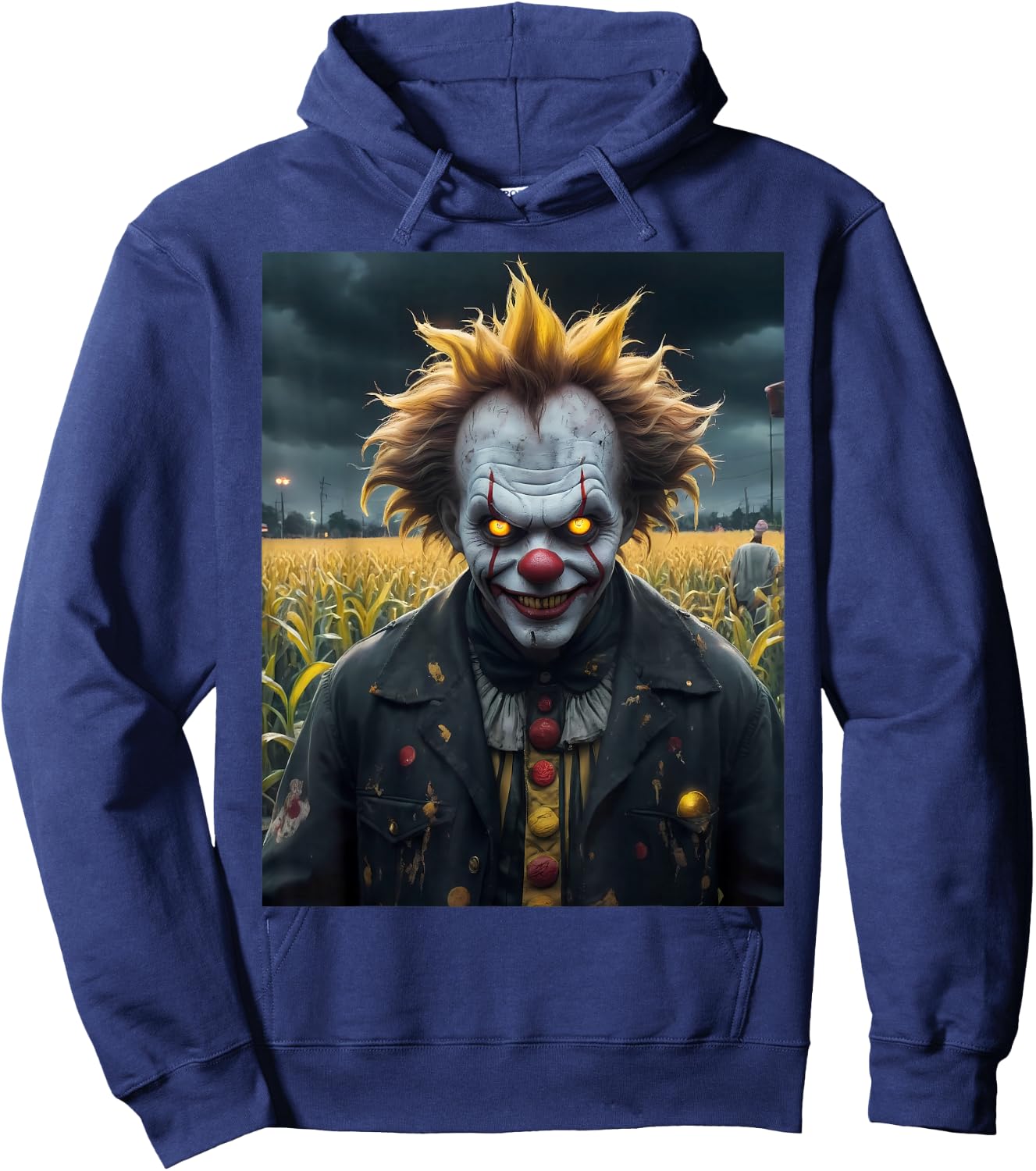 Evil Clown a Corn Field Monster Dark Horror Scary Spooky Hoodie - Hoodie | Navy
