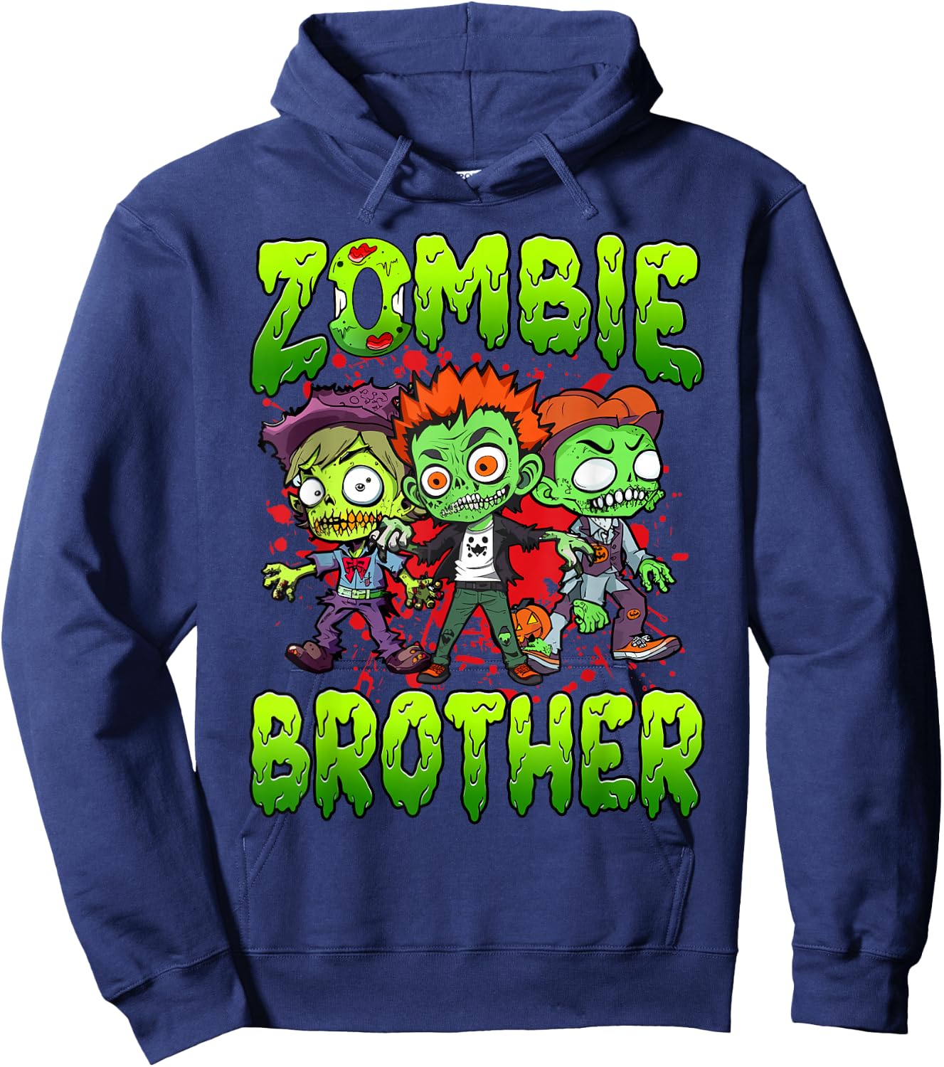 Zombie Brother Halloween Costume Family Matching Hoodie - Hoodie | Navy