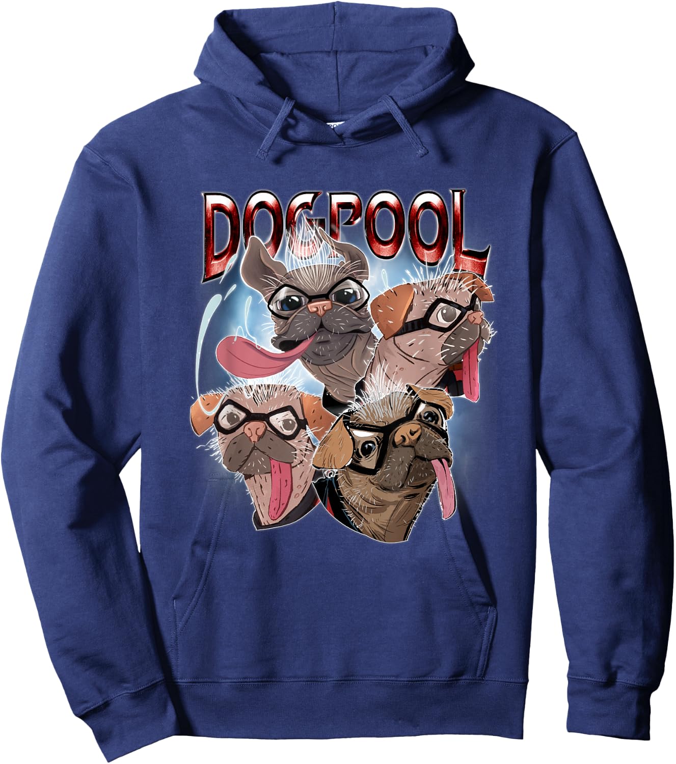 Marvel Deadpool & Wolverine Dogpool Sketchy Hero Faces Hoodie - Hoodie | Navy