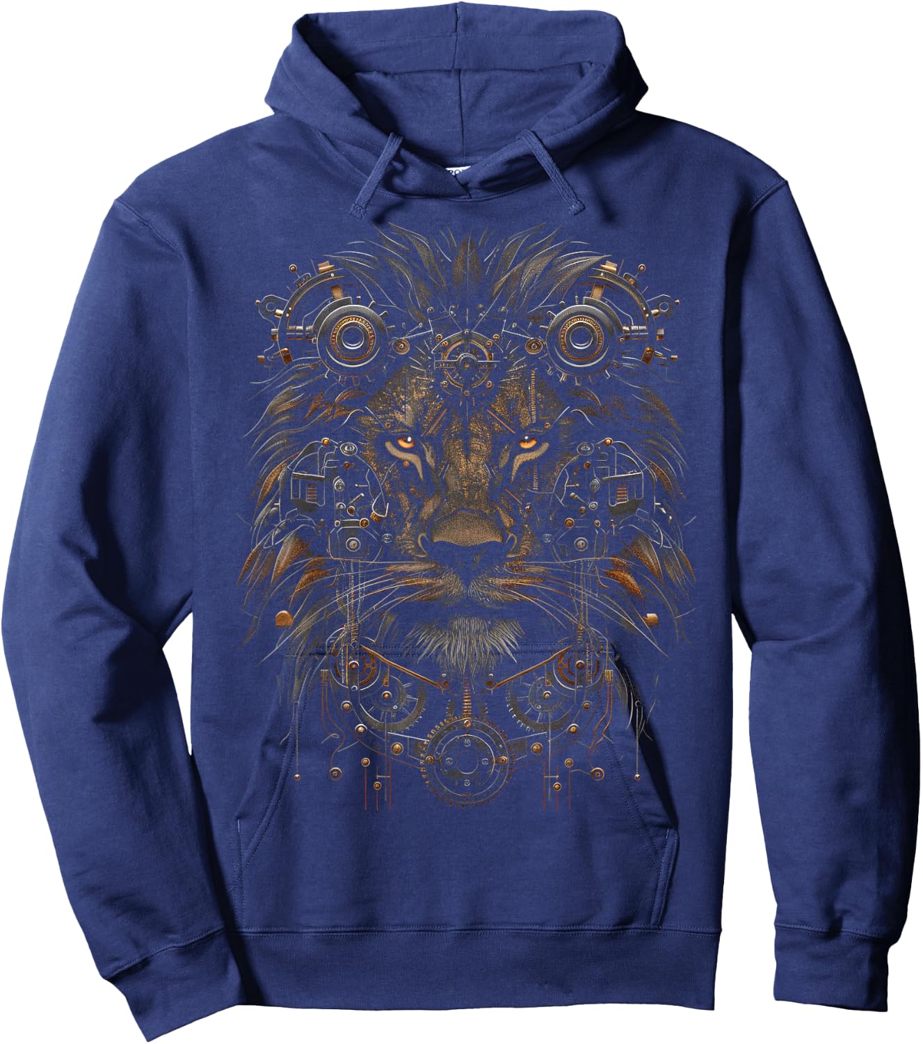 Steampunk Lion Bronze And Black Artwork Graphic Hoodie - Hoodie | Navy