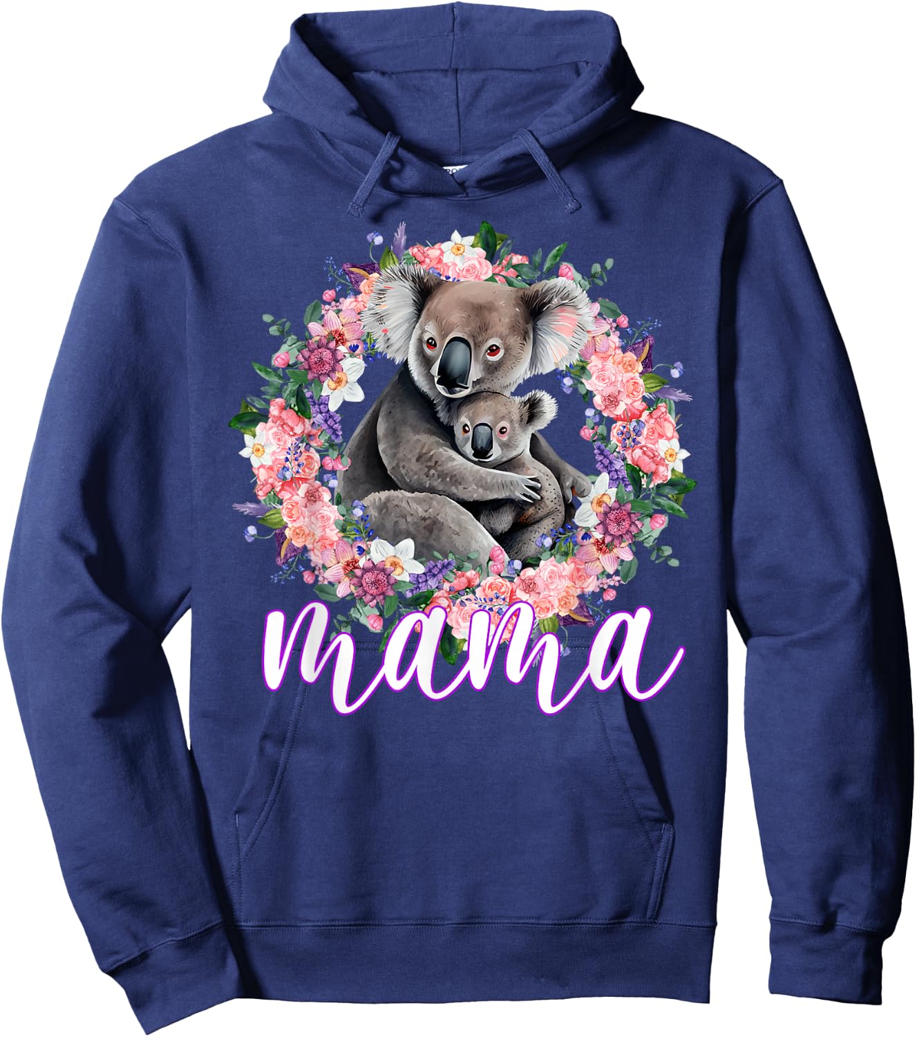 Flowers Mom & Cute Baby Koala - Animal Mama Mother's Day Hoodie - Hoodie | Navy