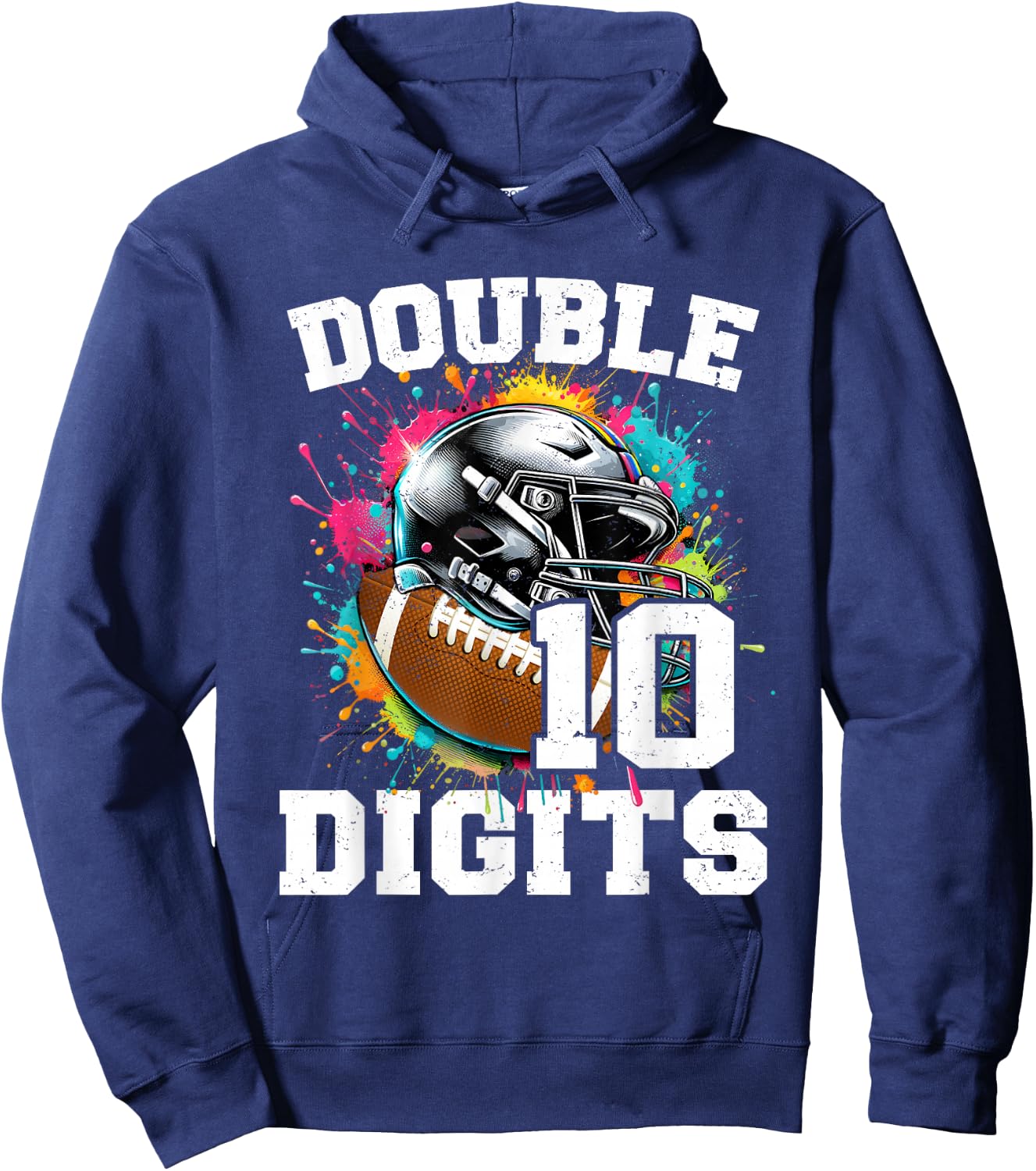 10th Birthday Boy Double Digits 10 Year Old Football Hoodie - Hoodie | Navy