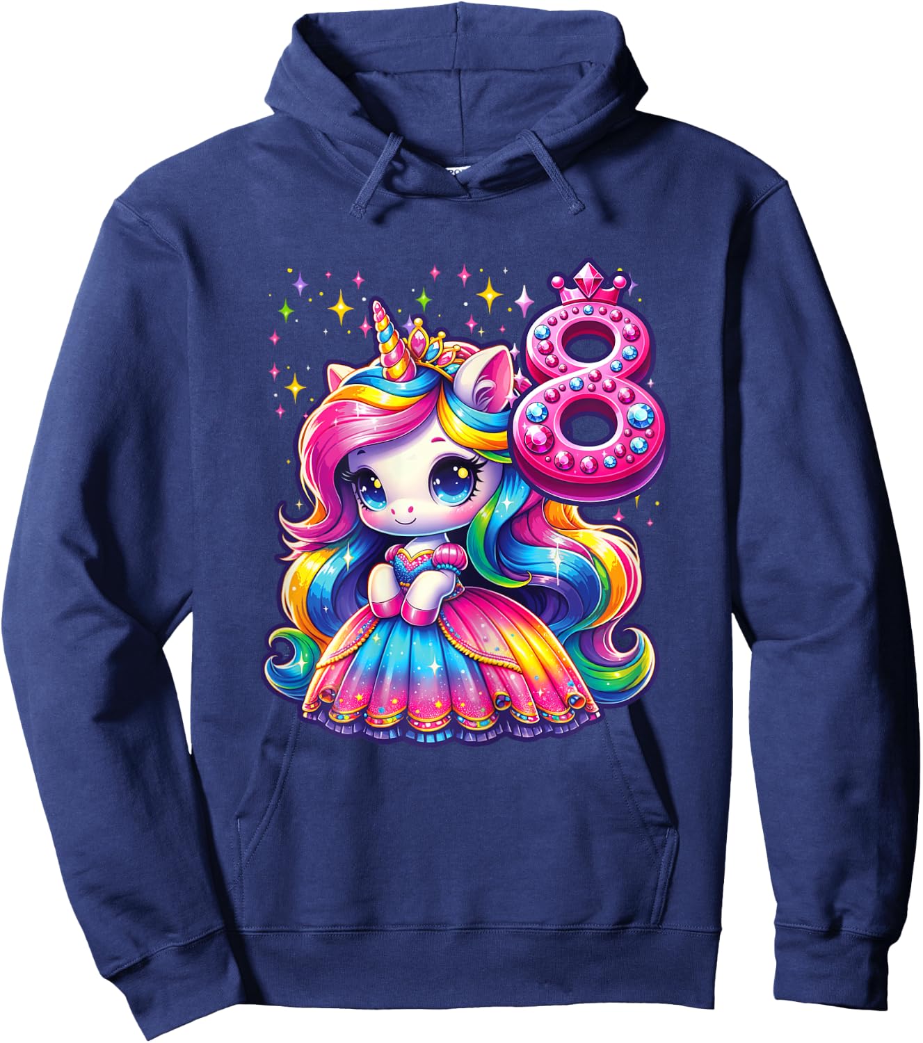 Unicorn Princess 8th Birthday 8 Year Old Party Girl Outfit Hoodie - Hoodie | Navy