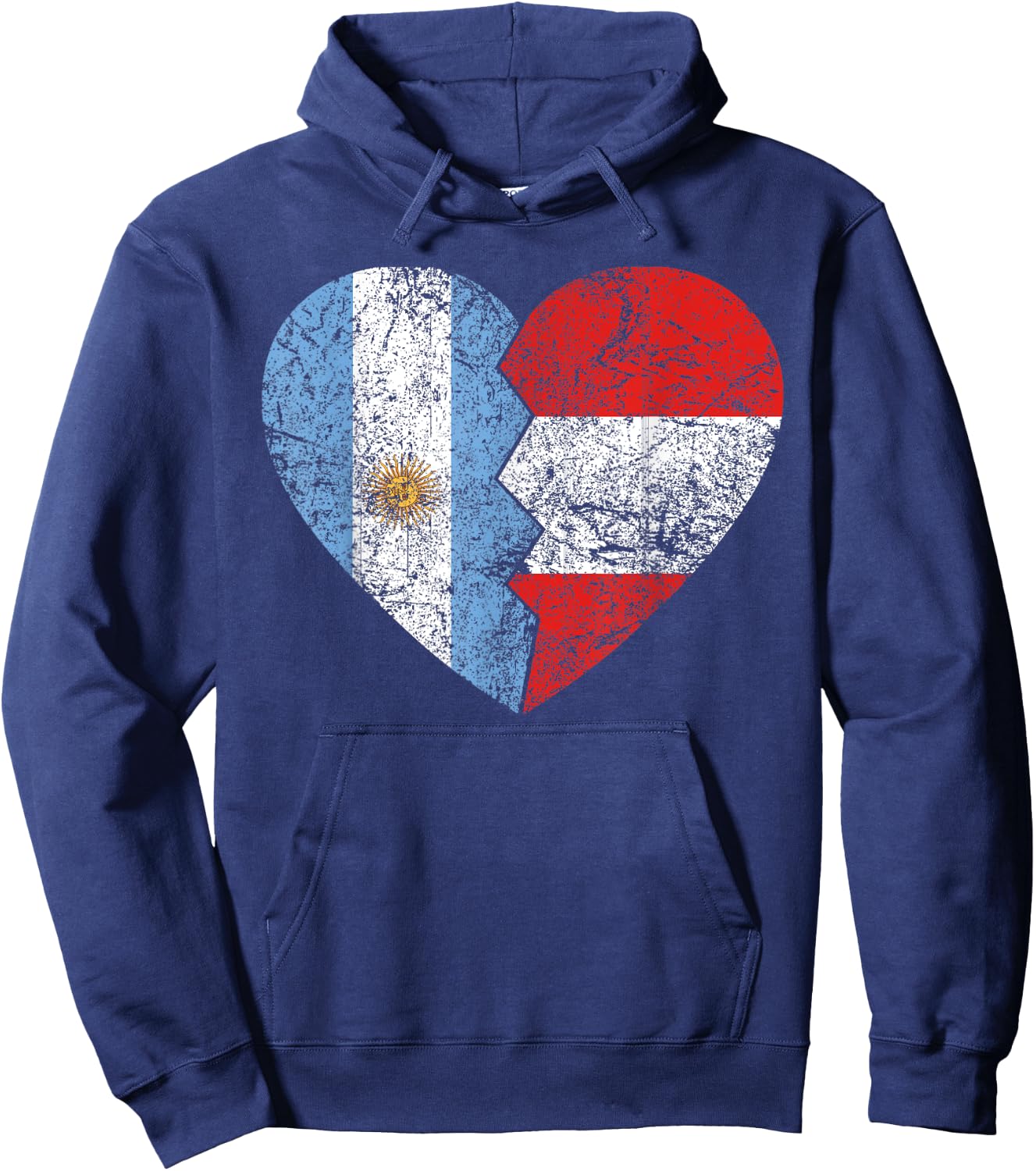 Peruvian Argentinian Flag Heart | Argentina Peru Flag Roots Hoodie - Hoodie | Navy