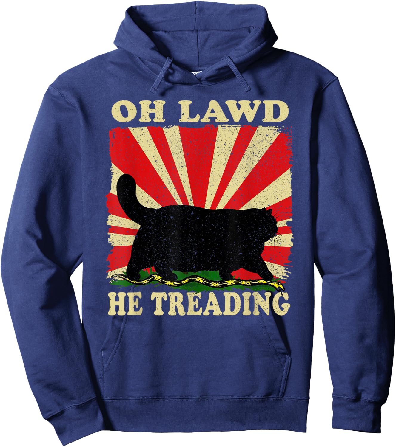 Oh Lawd He Treading Funny Cat Hoodie - Hoodie | Navy