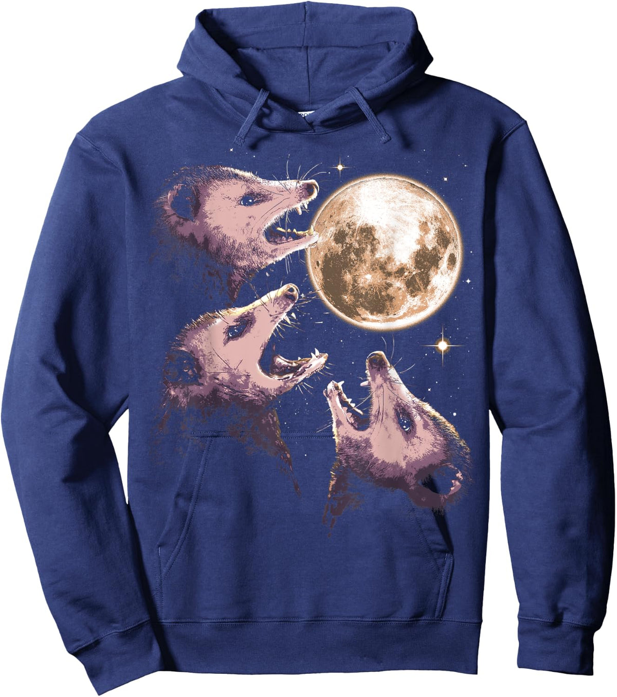 Three Opossums Howling at the Moon Funny Possum 3 Opossum Hoodie - Hoodie | Navy