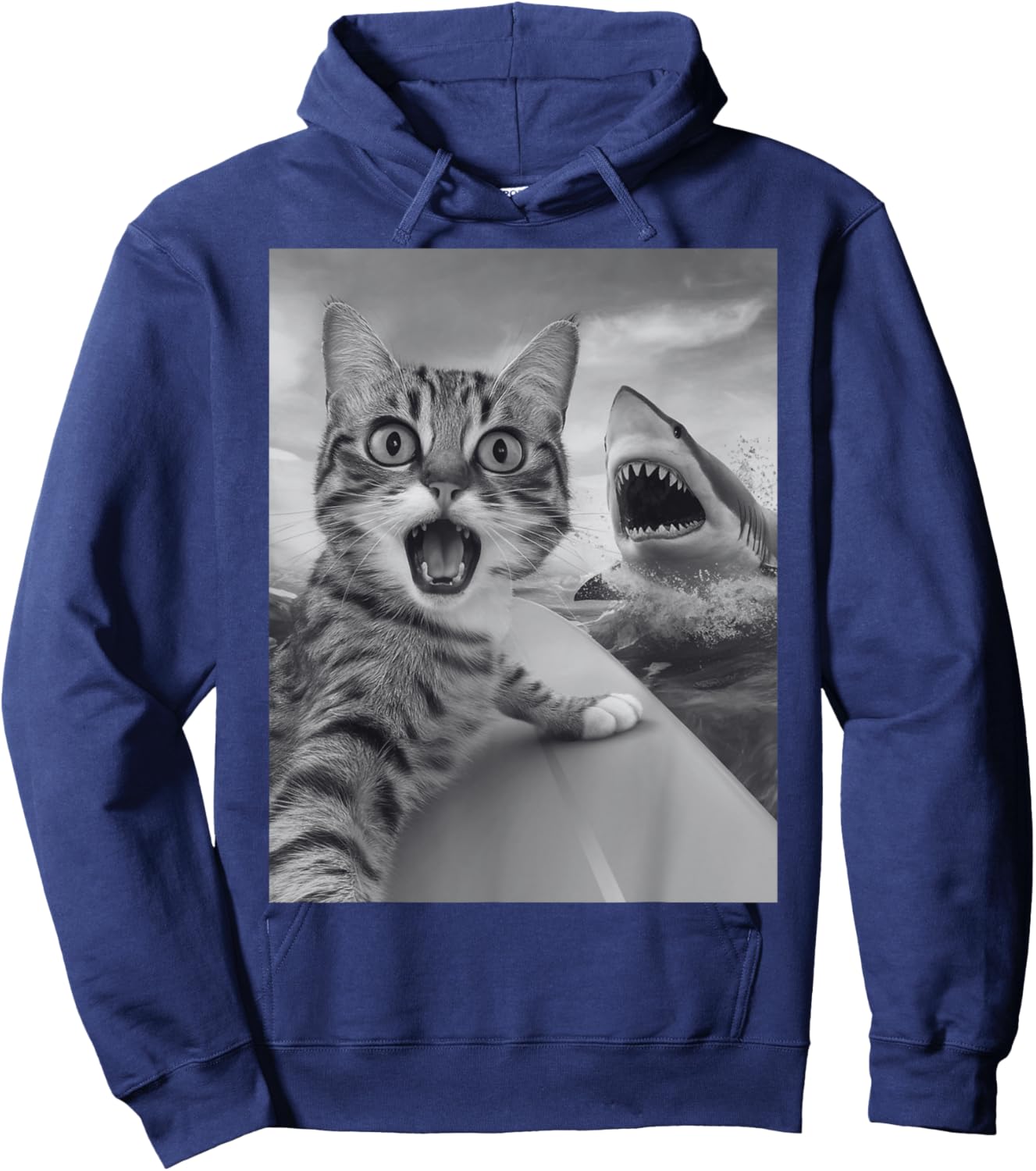 Funny Cat Selfie with Shark Hoodie - Hoodie | Navy