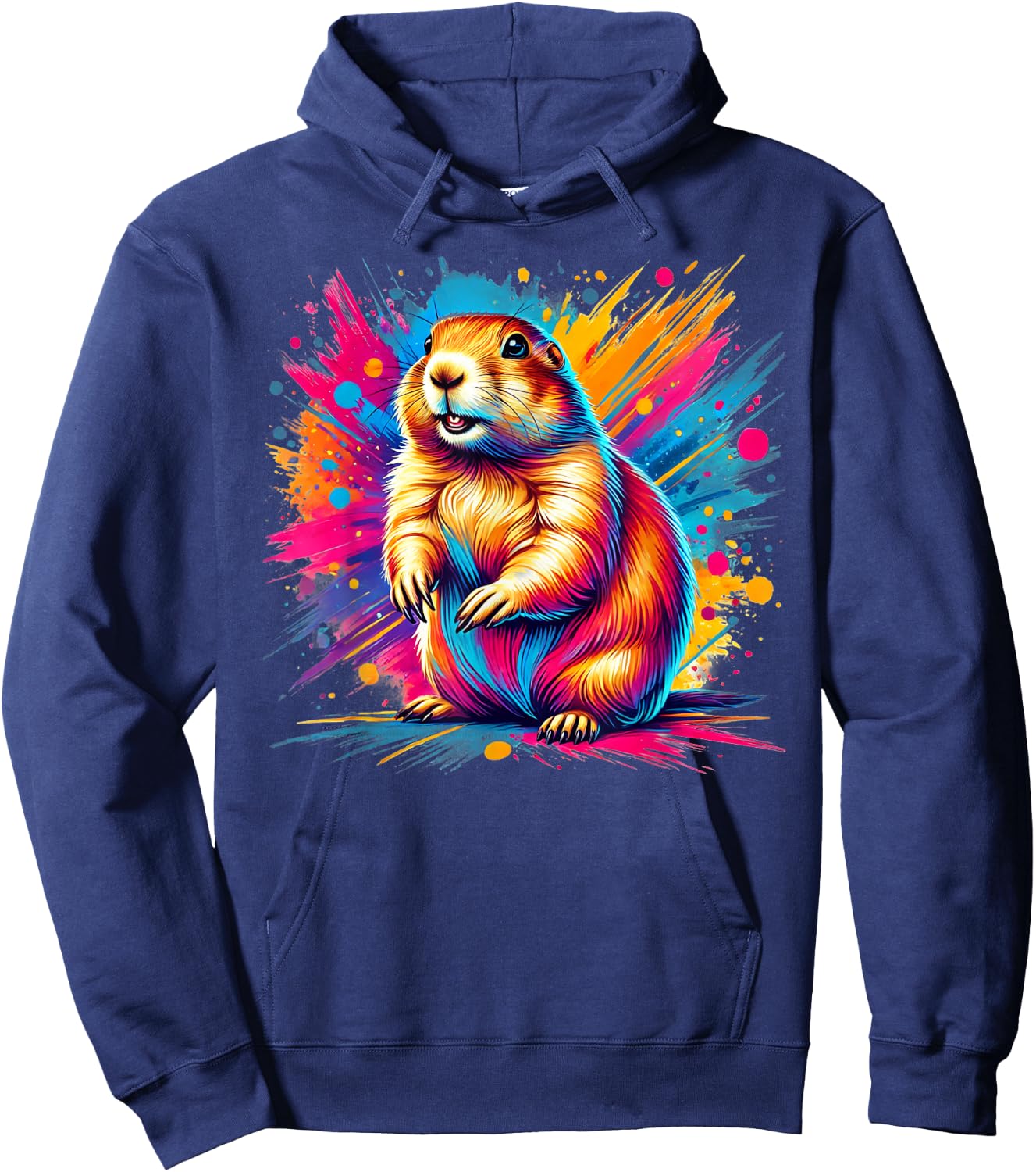 Cool Prairie Dog On Colorful Painted Prairie Dog Men Women Kids Hoodie - Hoodie | Navy