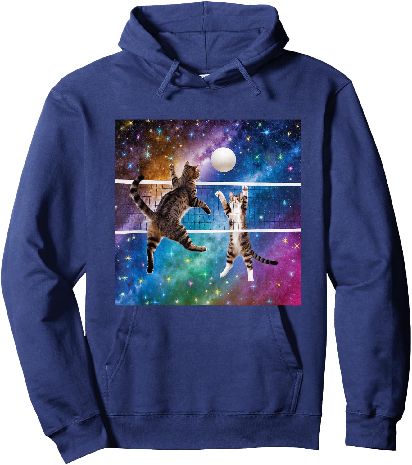 Funny Volleyball Design Cats Playing Hoodie - Hoodie | Navy