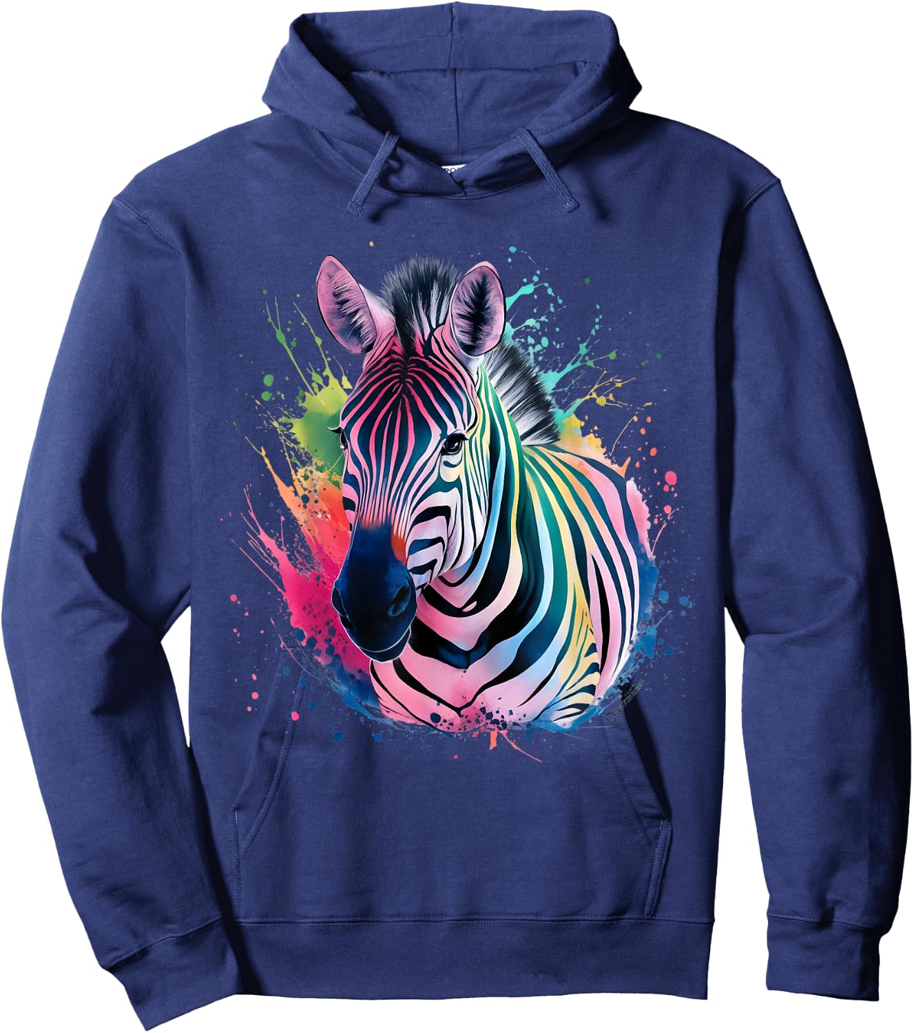 Zebra Men Woman Colorful Watercolor Zebra Hoodie - Hoodie | Navy