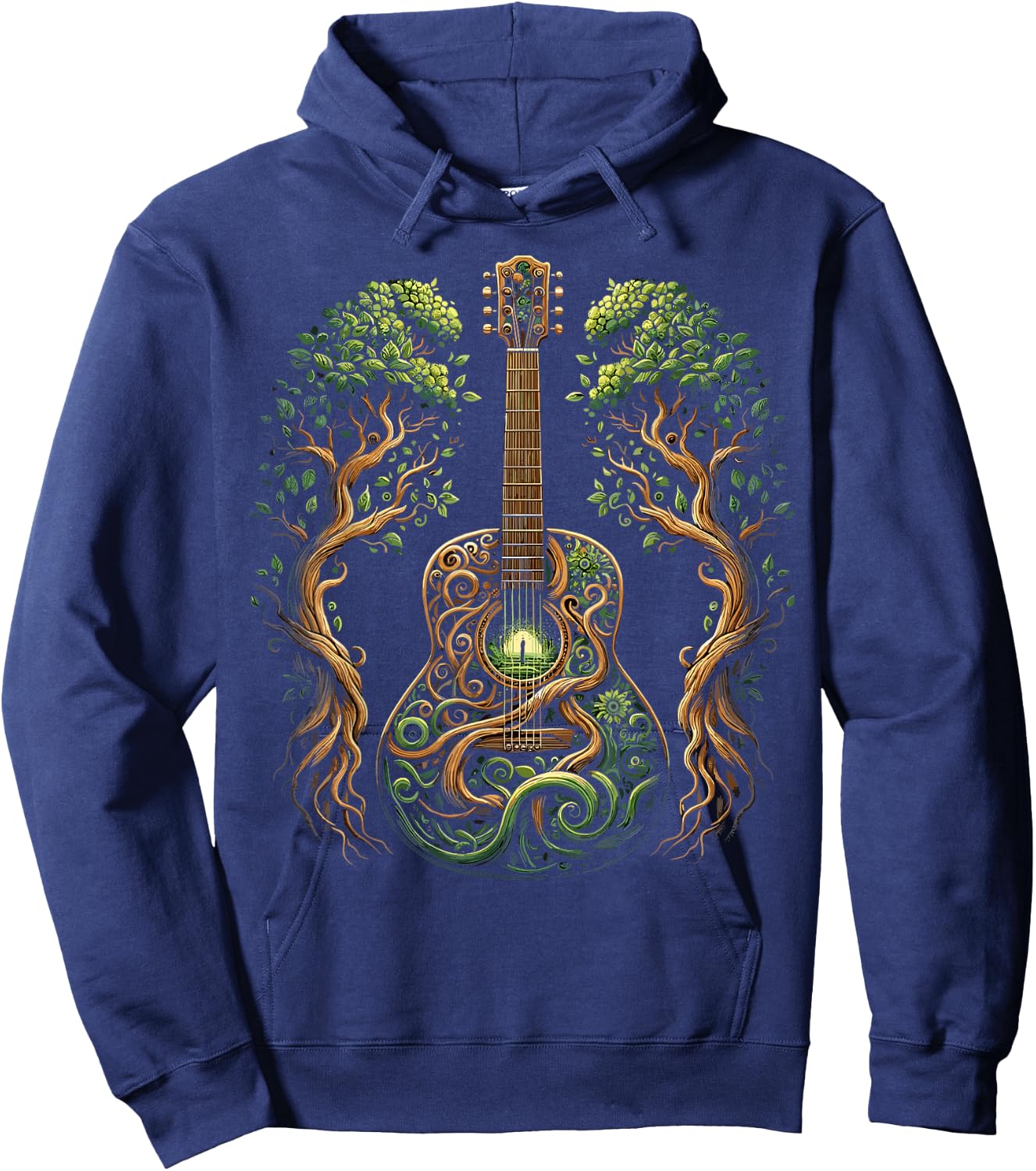 Acoustic Guitar Tree Nature Lover Guitarist Guitar Player Hoodie - Hoodie | Navy