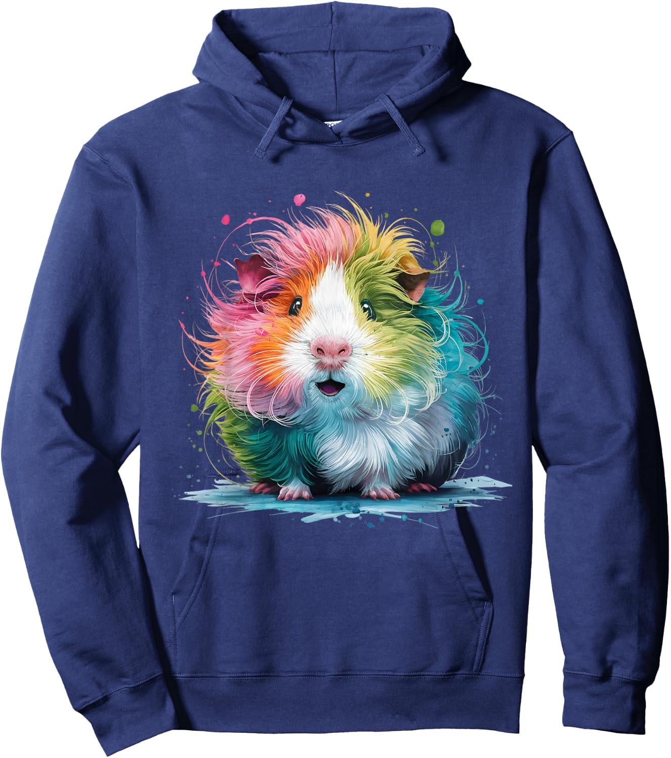 Guinea Pigs Men Woman Colorful Watercolor Guinea Pig Hoodie - Hoodie | Navy